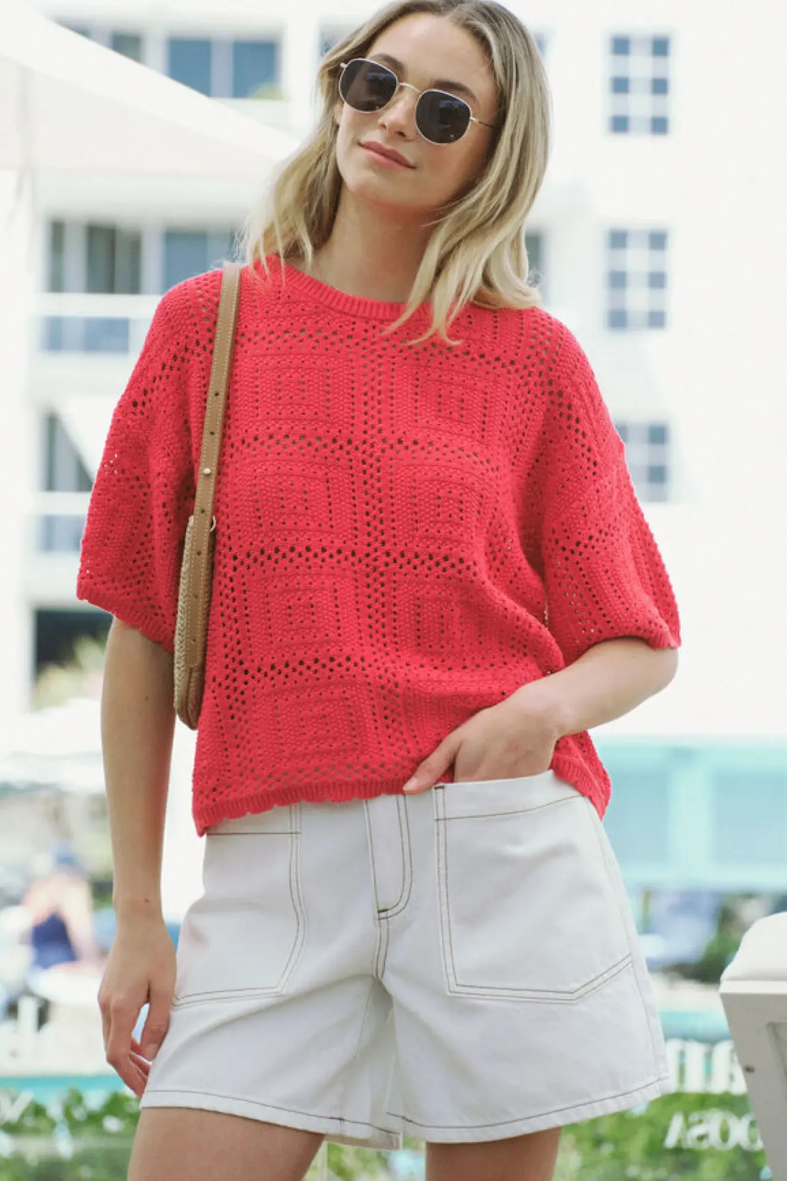 Ceres Life Square Knit Boxy Tee - Heritage Red Best