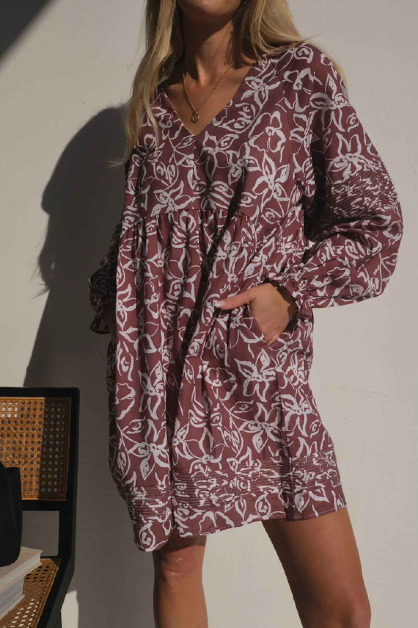 Lunar Fox Stevie Linen Dress - Sangria Discount
