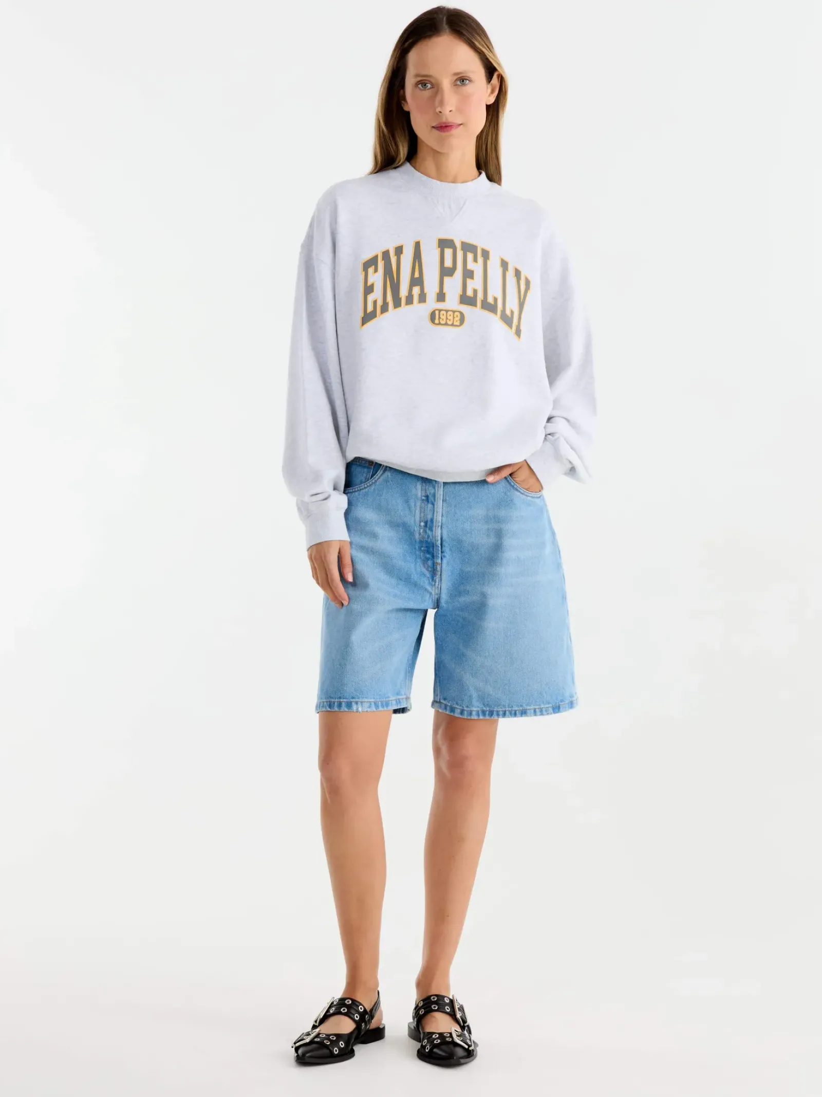 Ena Pelly Collegiate Sweatshirt - White Marle Clearance