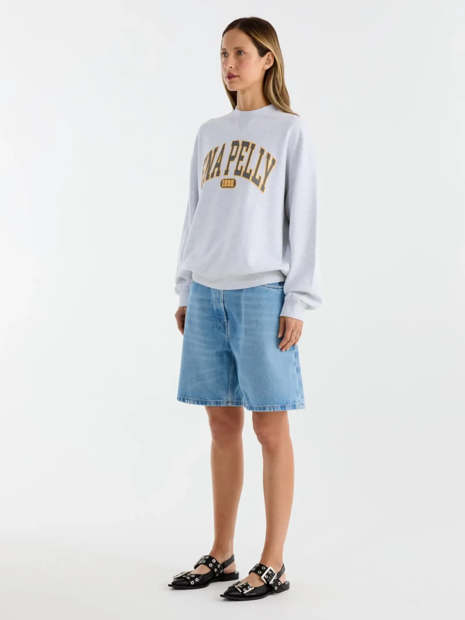 Ena Pelly Collegiate Sweatshirt - White Marle Clearance