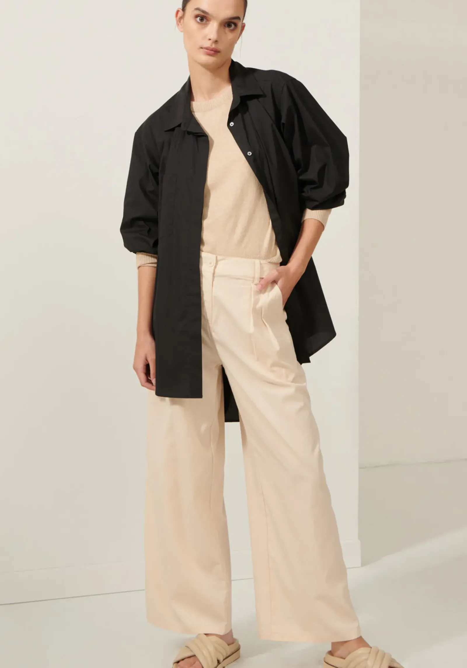 Pol Lagoon Drape Back Shirt- Black Sale