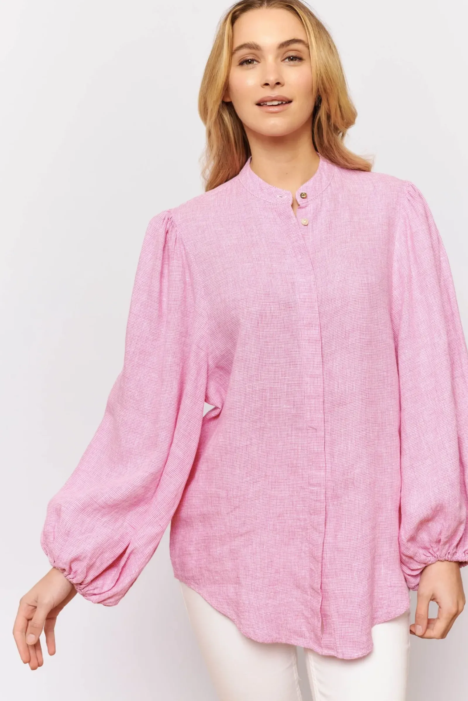 Alessandra Charade Shirt - Pink Houndstooth Online