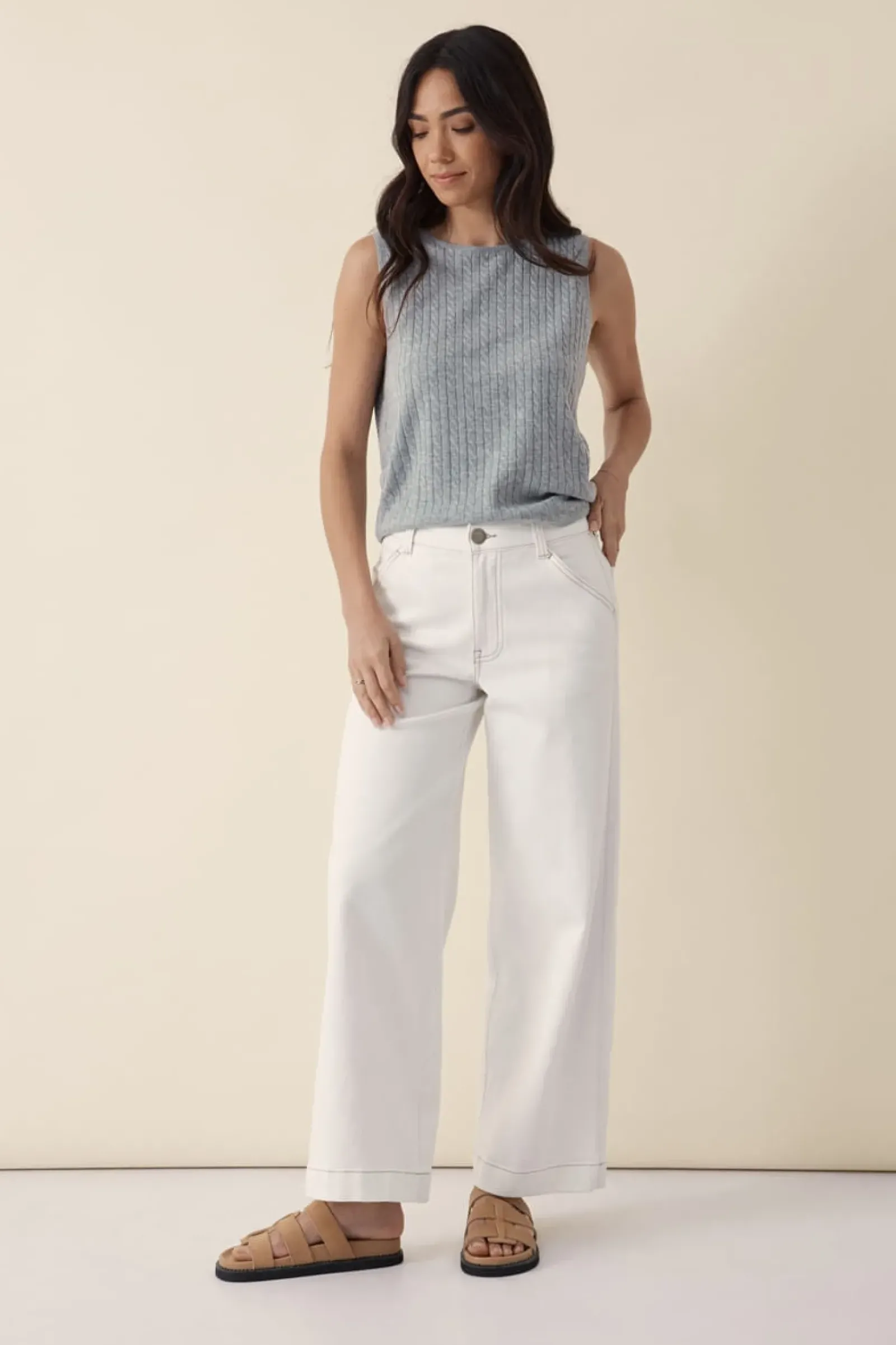 Ceres Life Classic Wide Leg Jean - Fresh Ecru Best