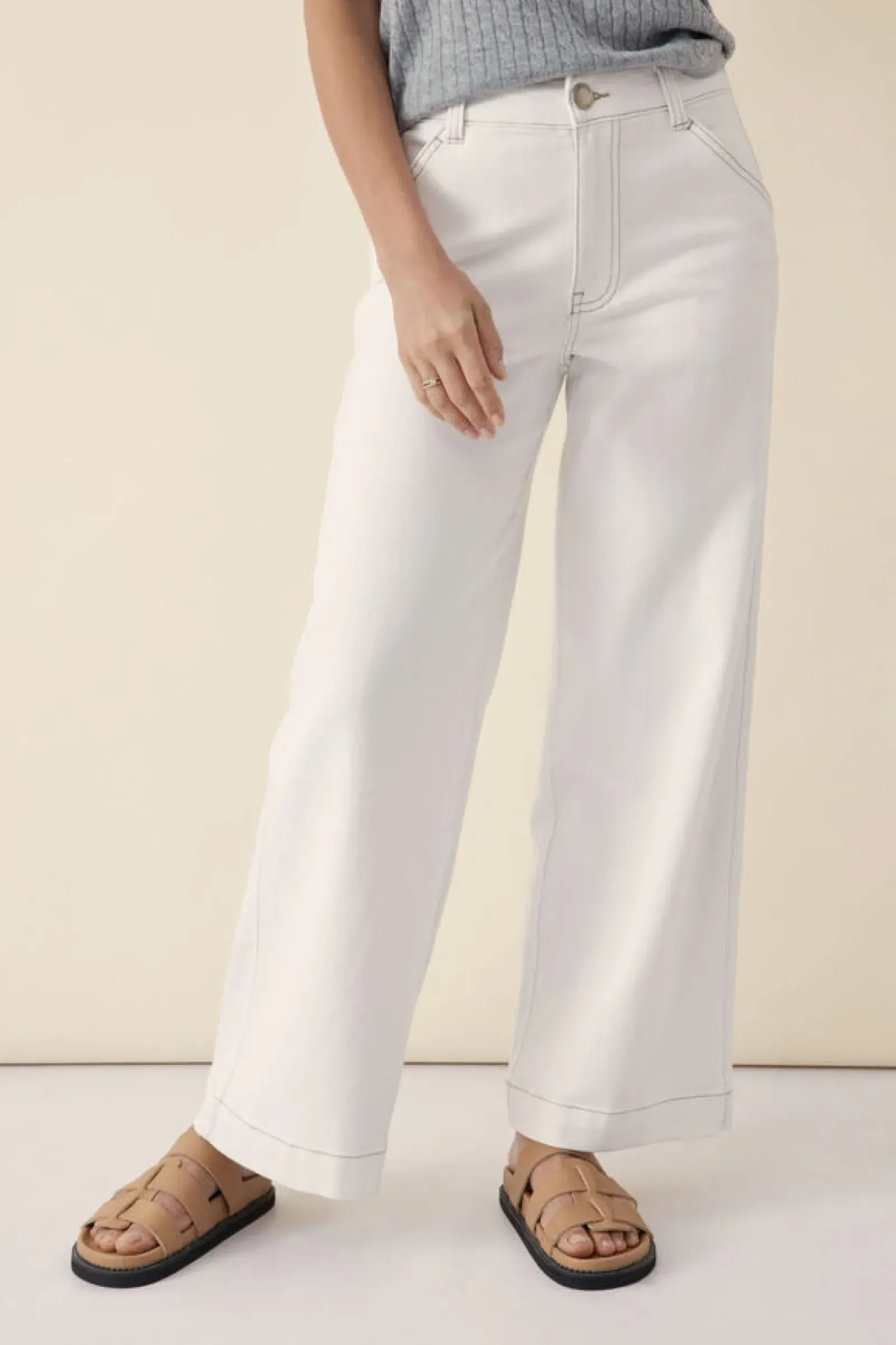 Ceres Life Classic Wide Leg Jean - Fresh Ecru Best