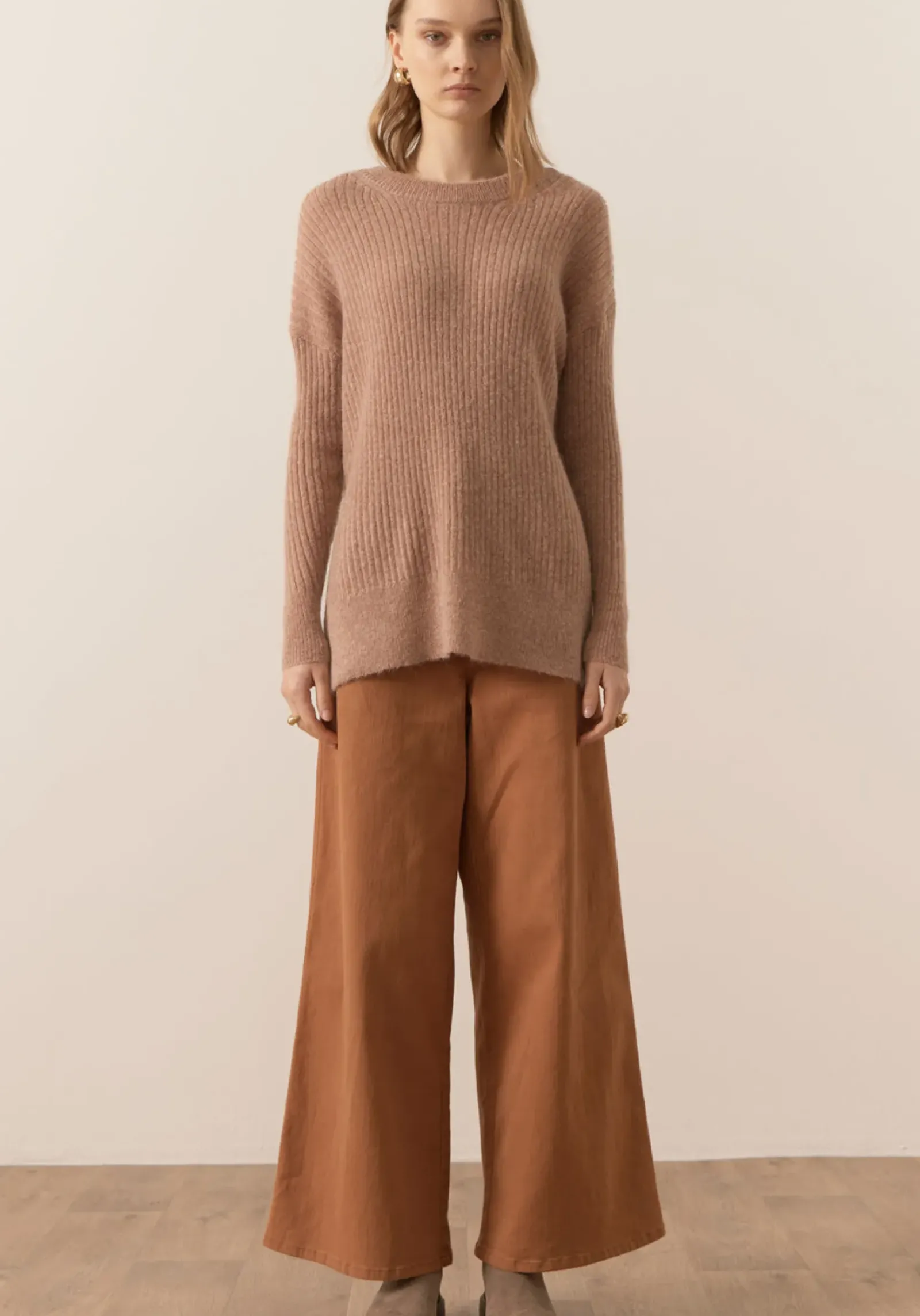 Pol Fitch Ribbed Knit - Blush Sale