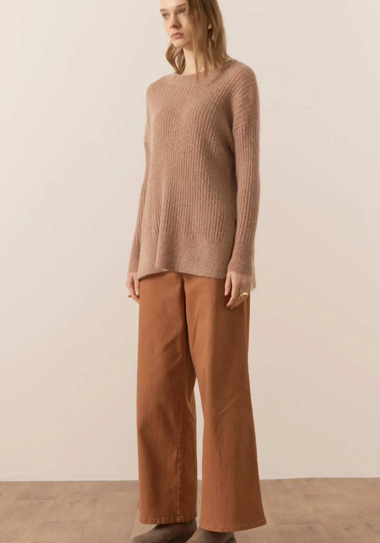 Pol Fitch Ribbed Knit - Blush Sale
