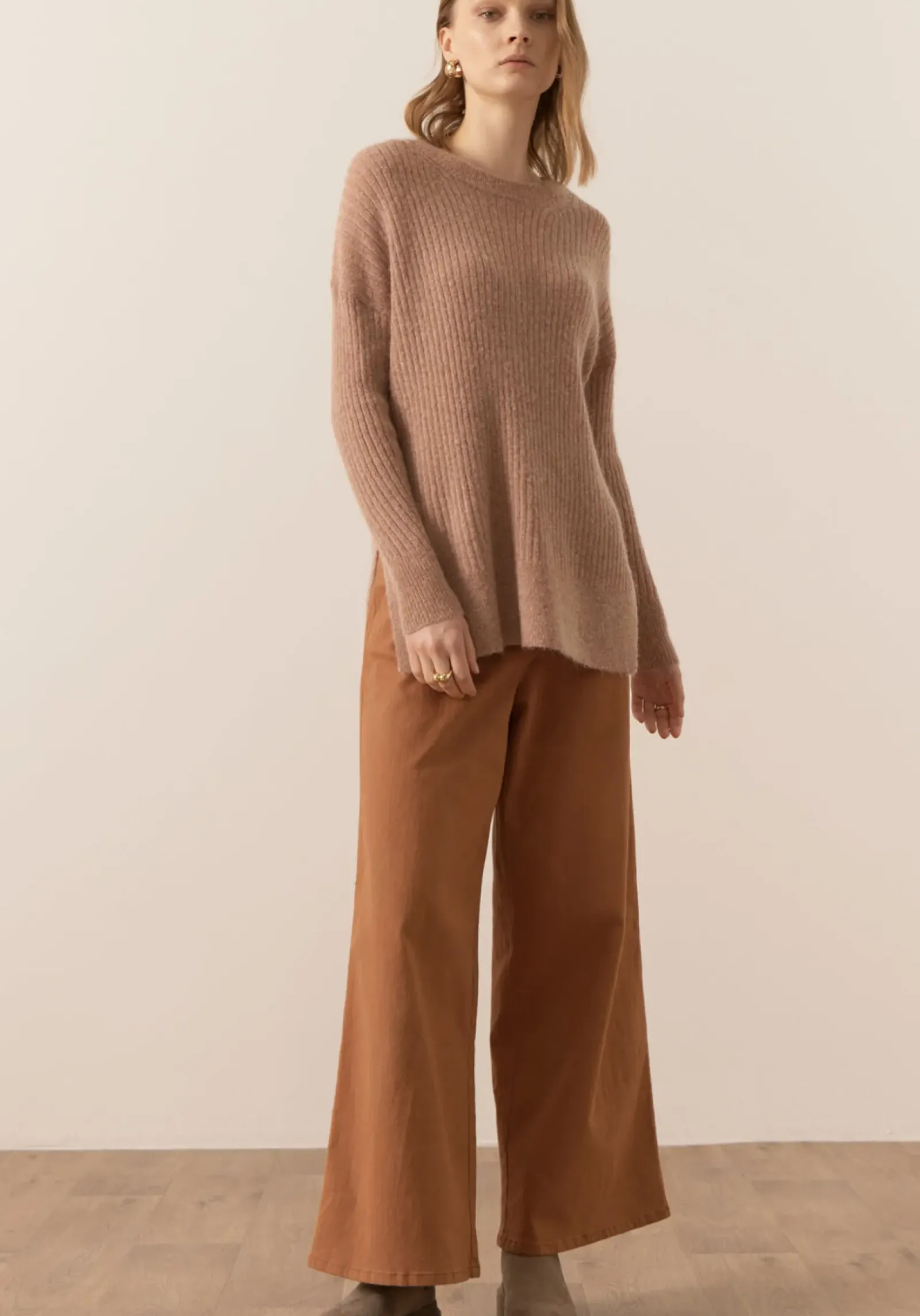 Pol Fitch Ribbed Knit - Blush Sale