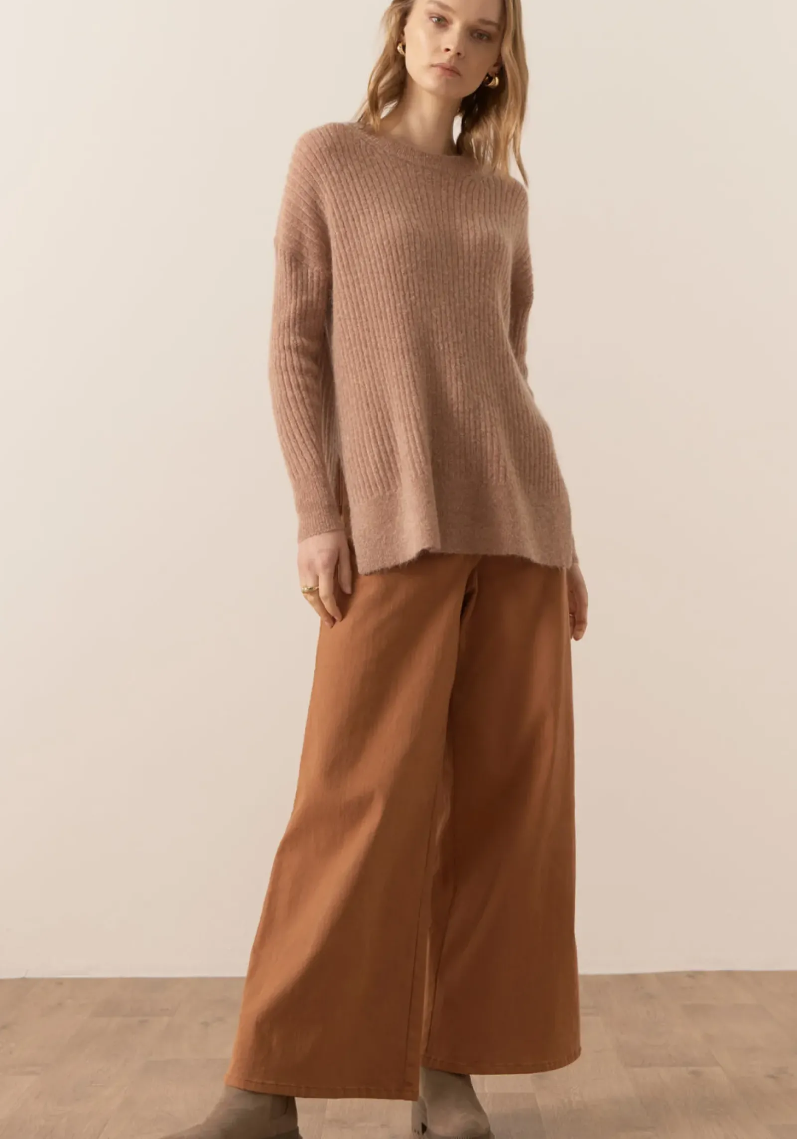 Pol Fitch Ribbed Knit - Blush Sale