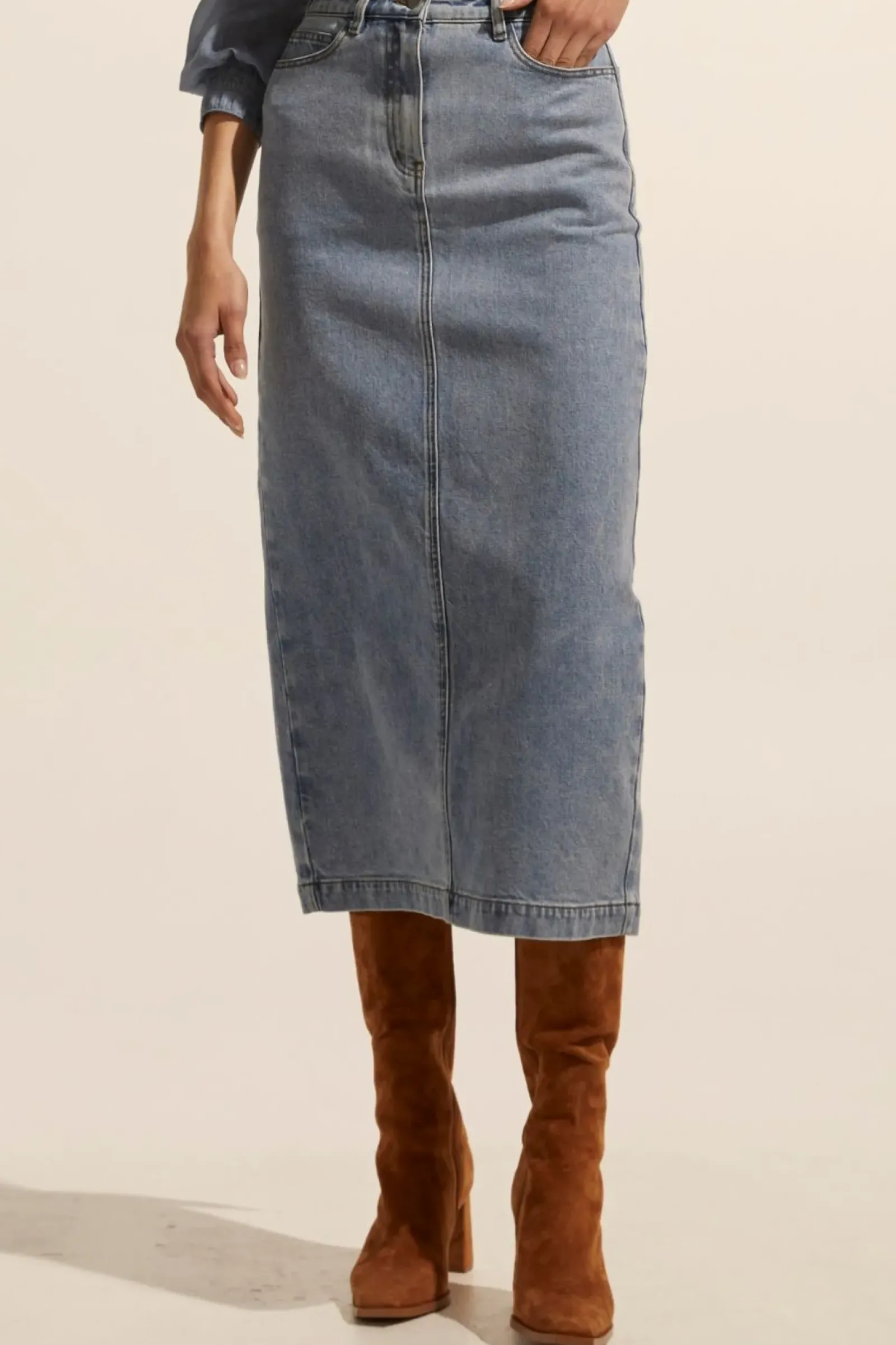 Zoe Kratzmann Accord Skirt - Washed Denim Sale
