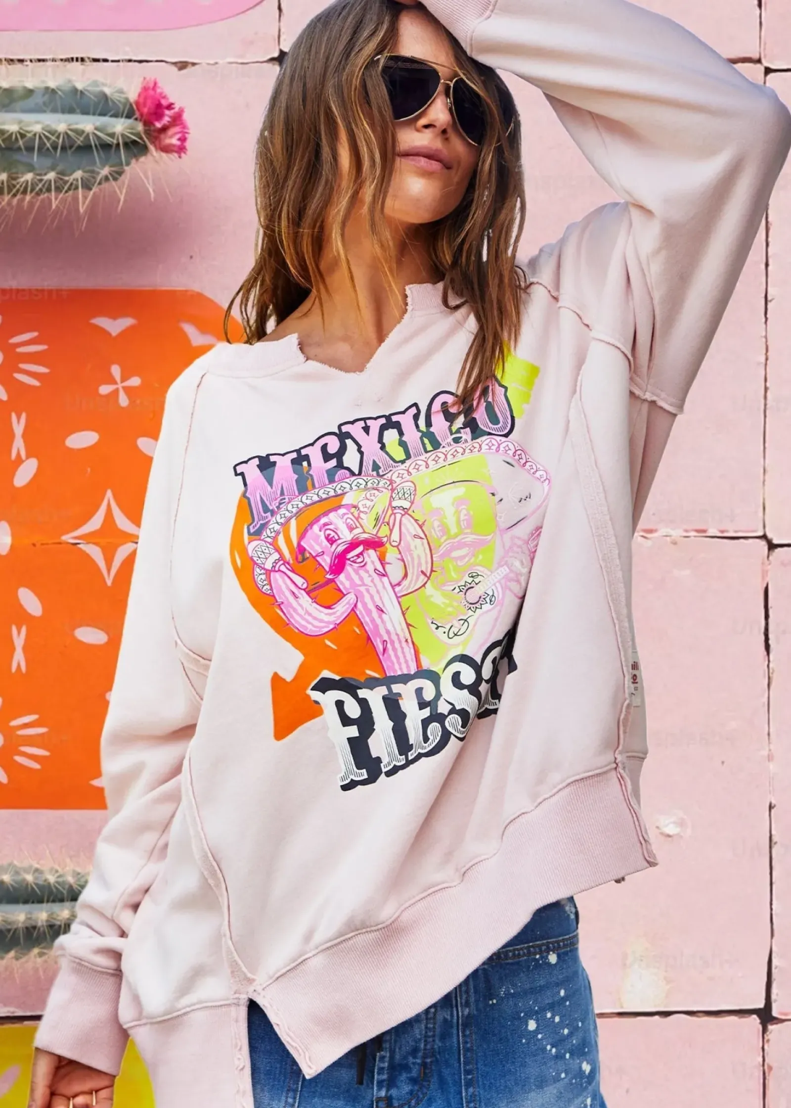 Hammill & Co Hammill & Co Vintage Fiesta Sweat - Pink Hot