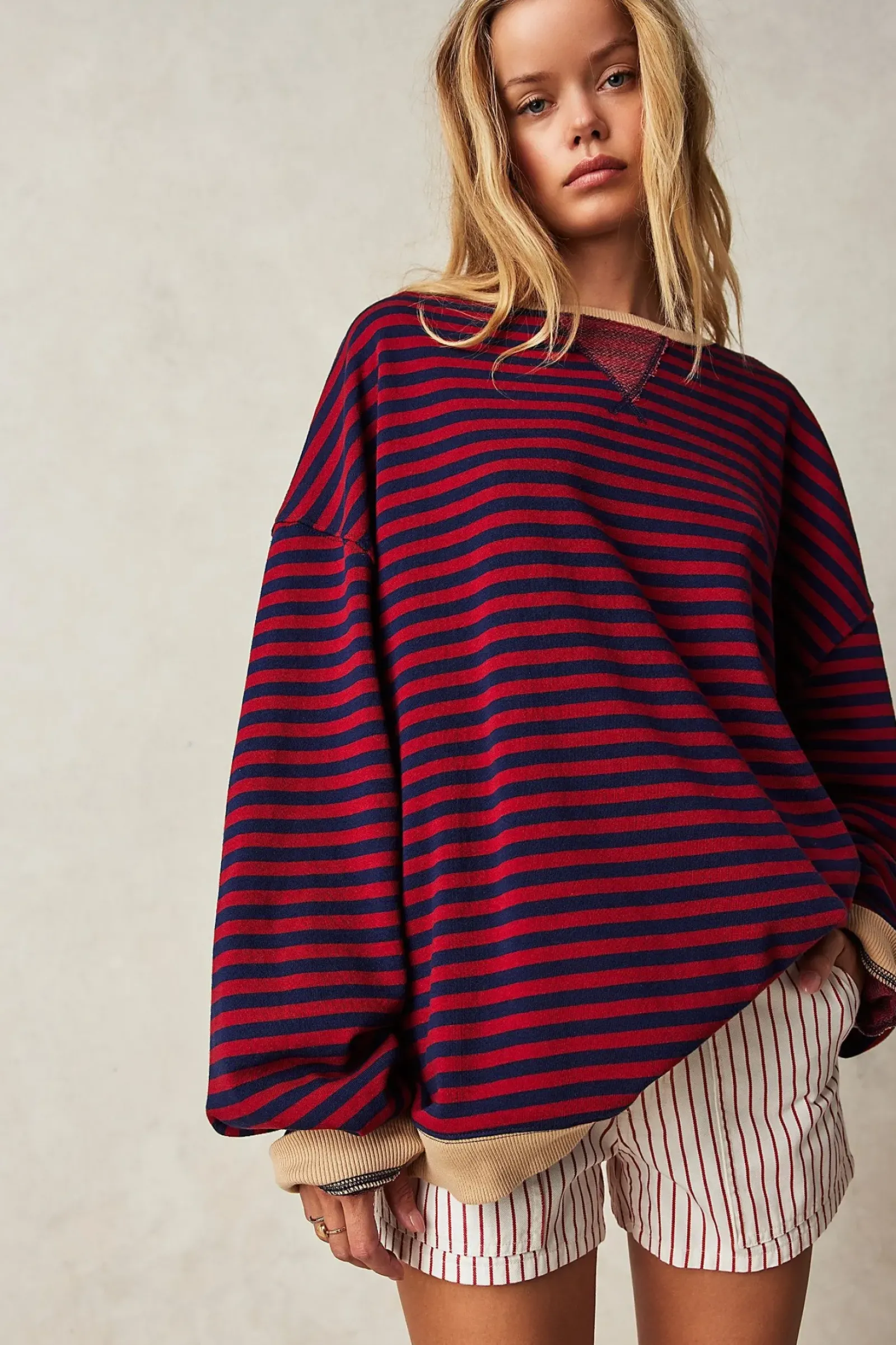 Free People Classic Striped Crew - Nautical Combo Sale