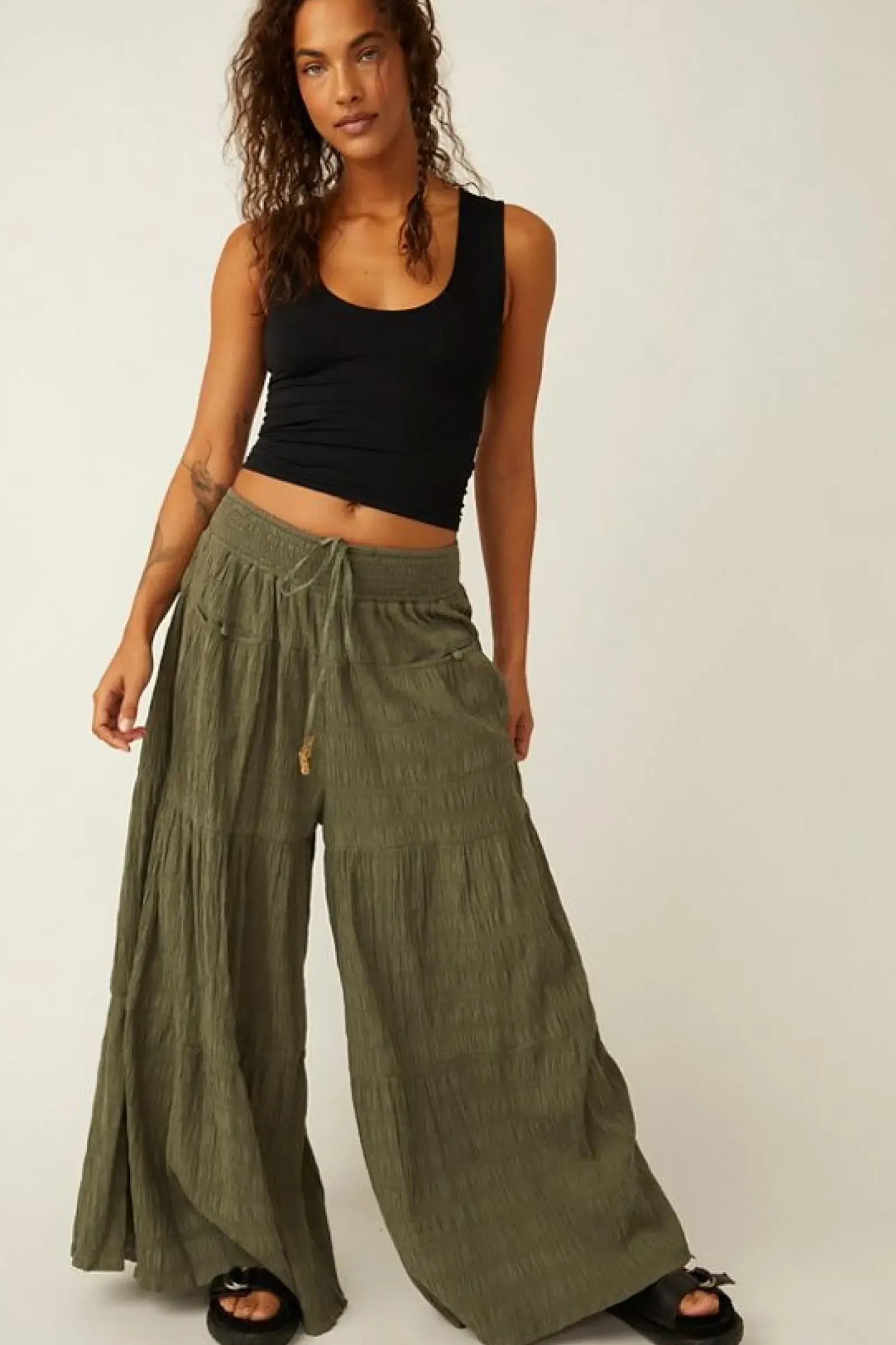 Free People In Paradise Wide Leg Pant - Dried Basil Sale