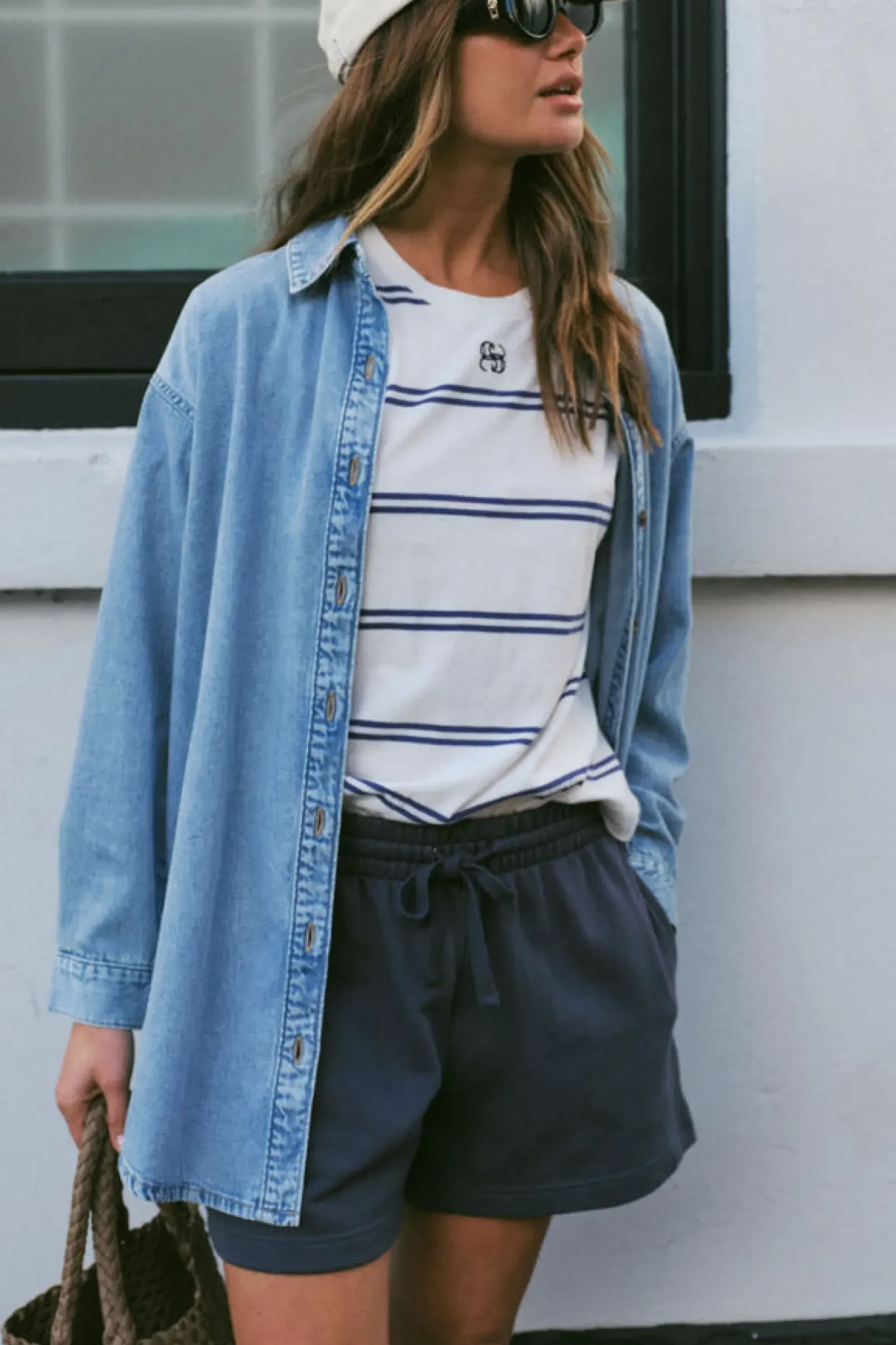 Ceres Life Longline Denim Shirt - Vintage blue Fashion