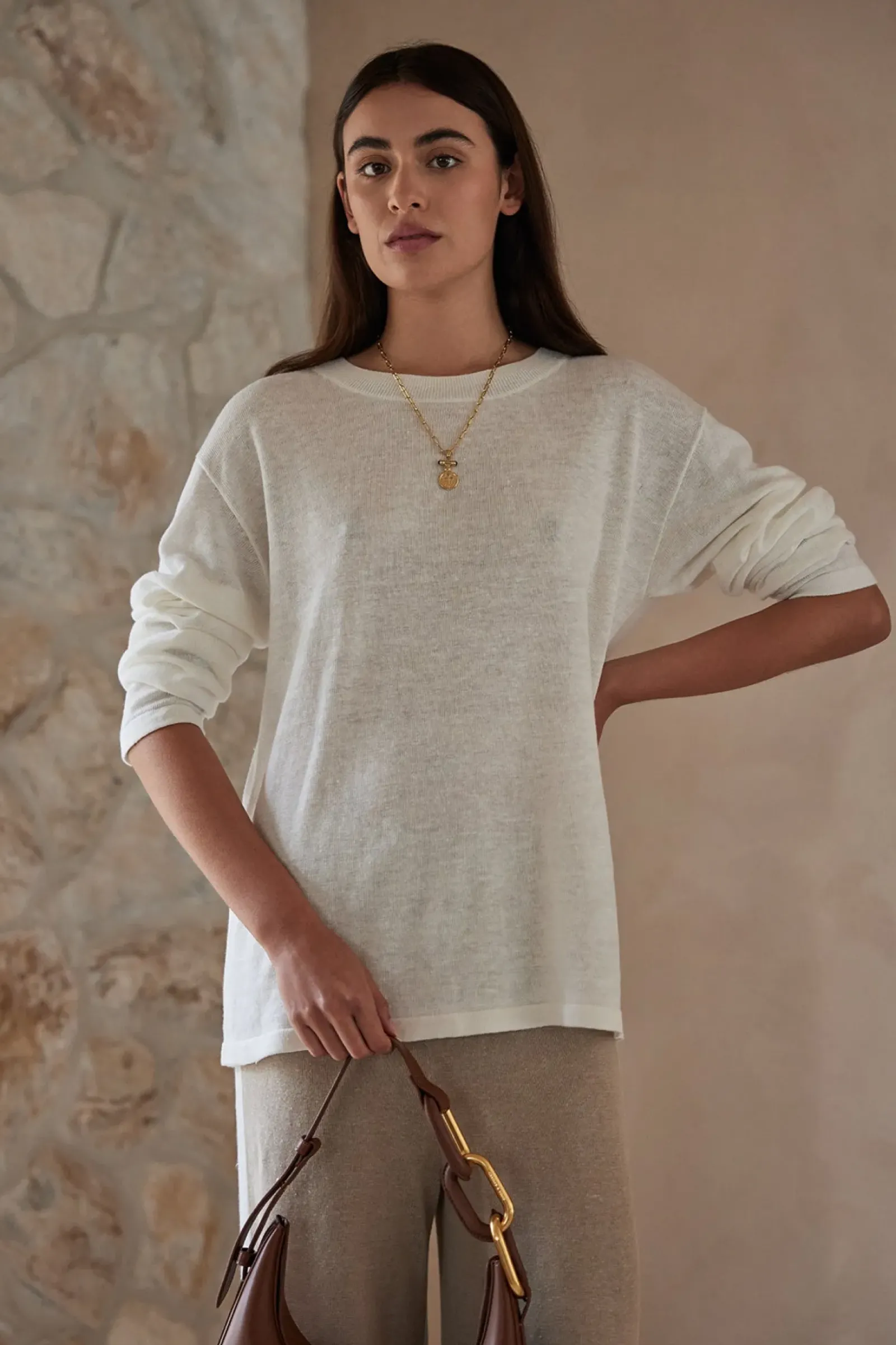 ARCAA Hugo Long Sleeve T-Shirt - Cream Outlet