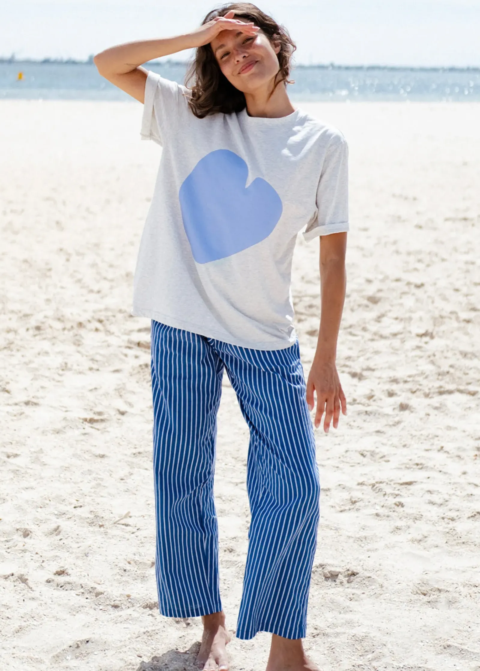 Cartel & Willow Cartel & Willow Cornflower Heart Tee - Marle/Cornflower Discount