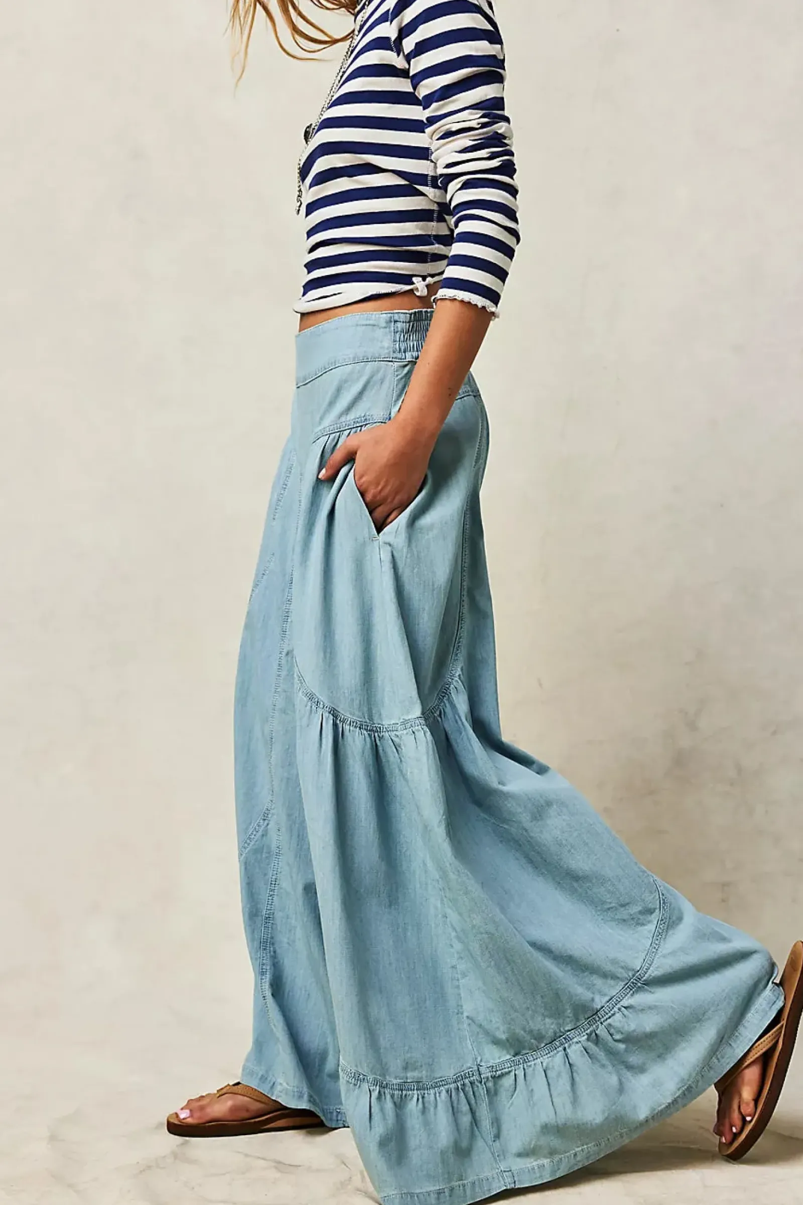 Free People Dawn on Me Wide Leg Jeans - Moonlit Outlet