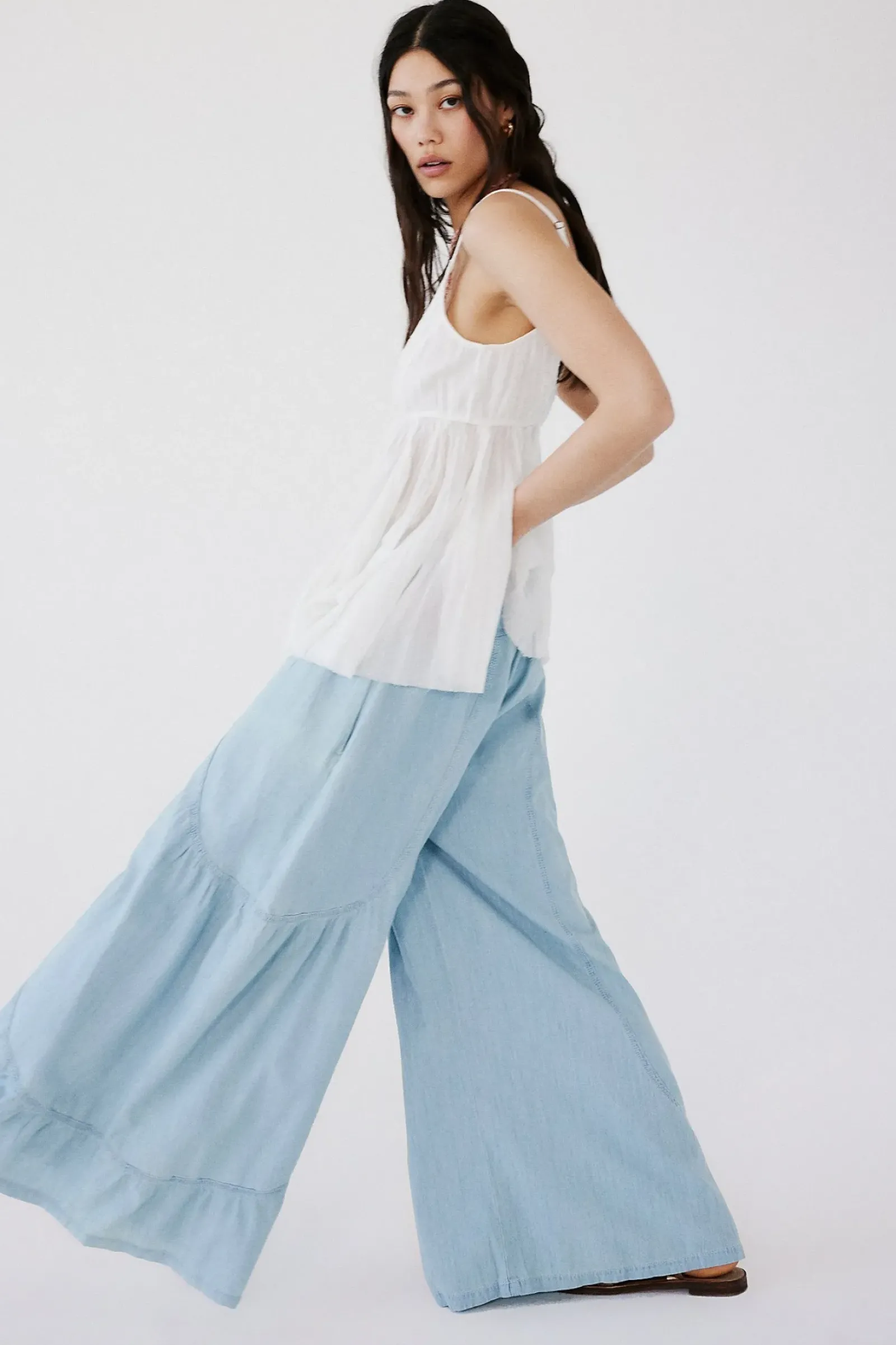 Free People Dawn on Me Wide Leg Jeans - Moonlit Outlet