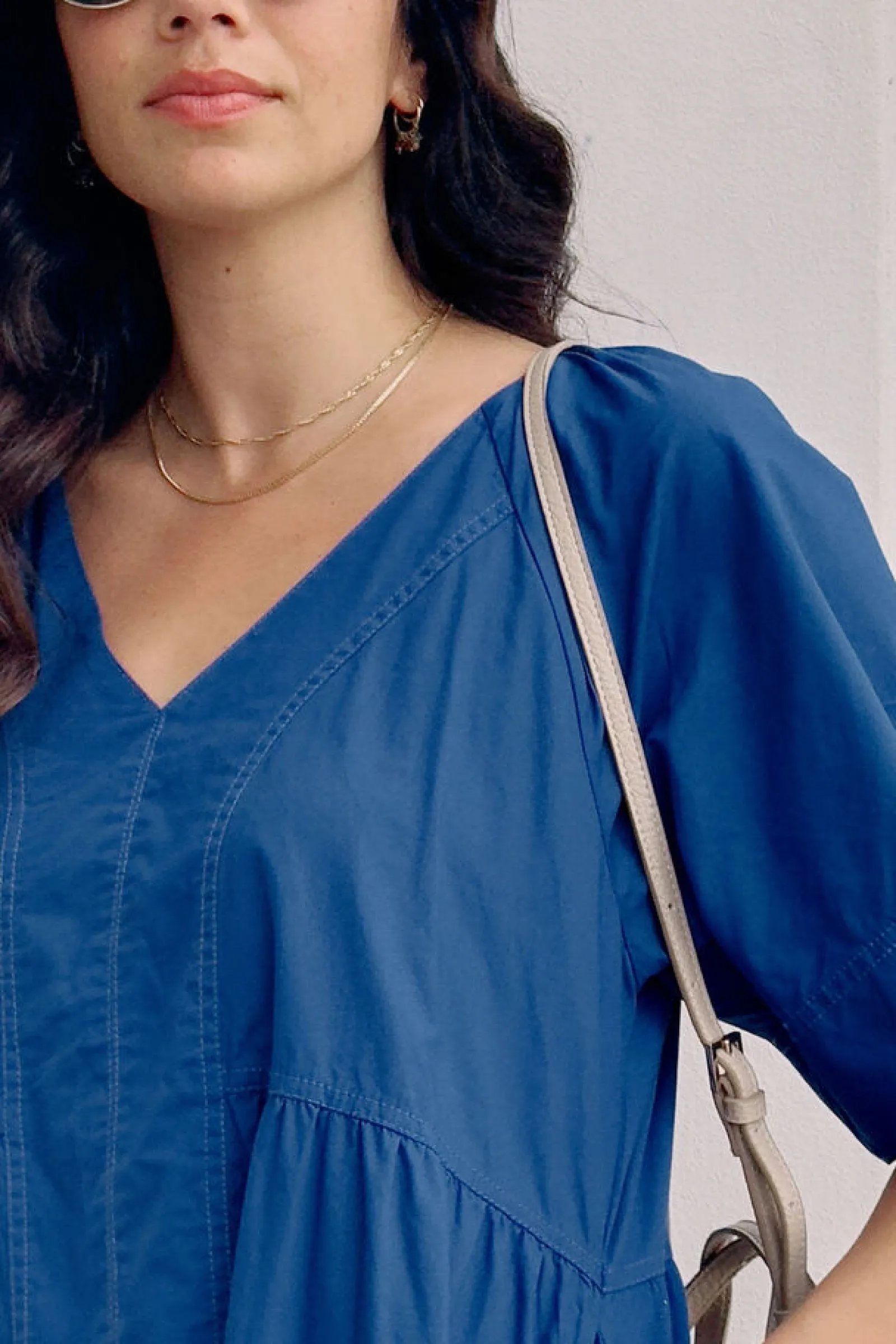 Ceres Life Tiered Poplin Midi Dress - Fresh Cobalt Discount