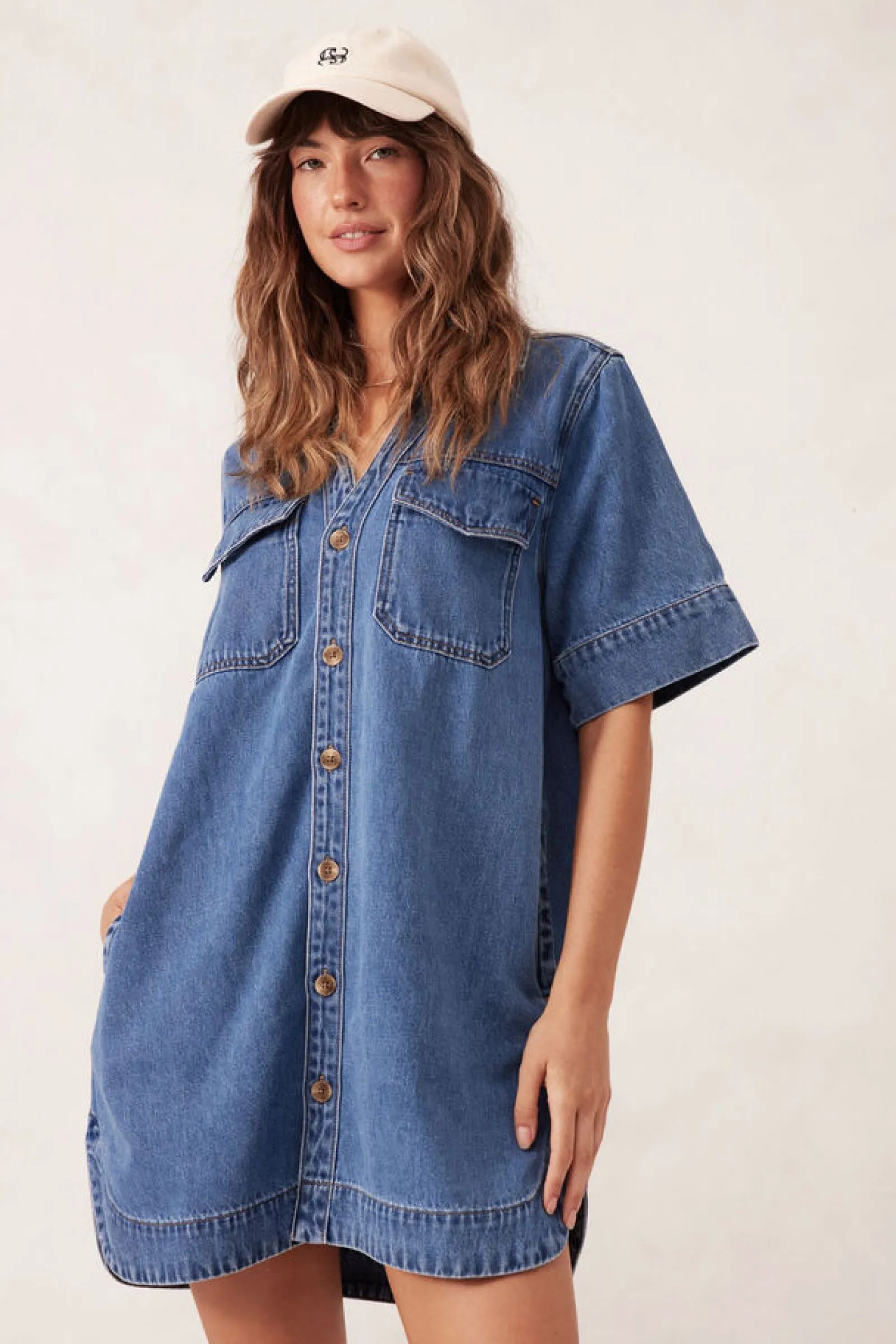 Ceres Life Relaxed Shirt Dress - Fresh Indigo New