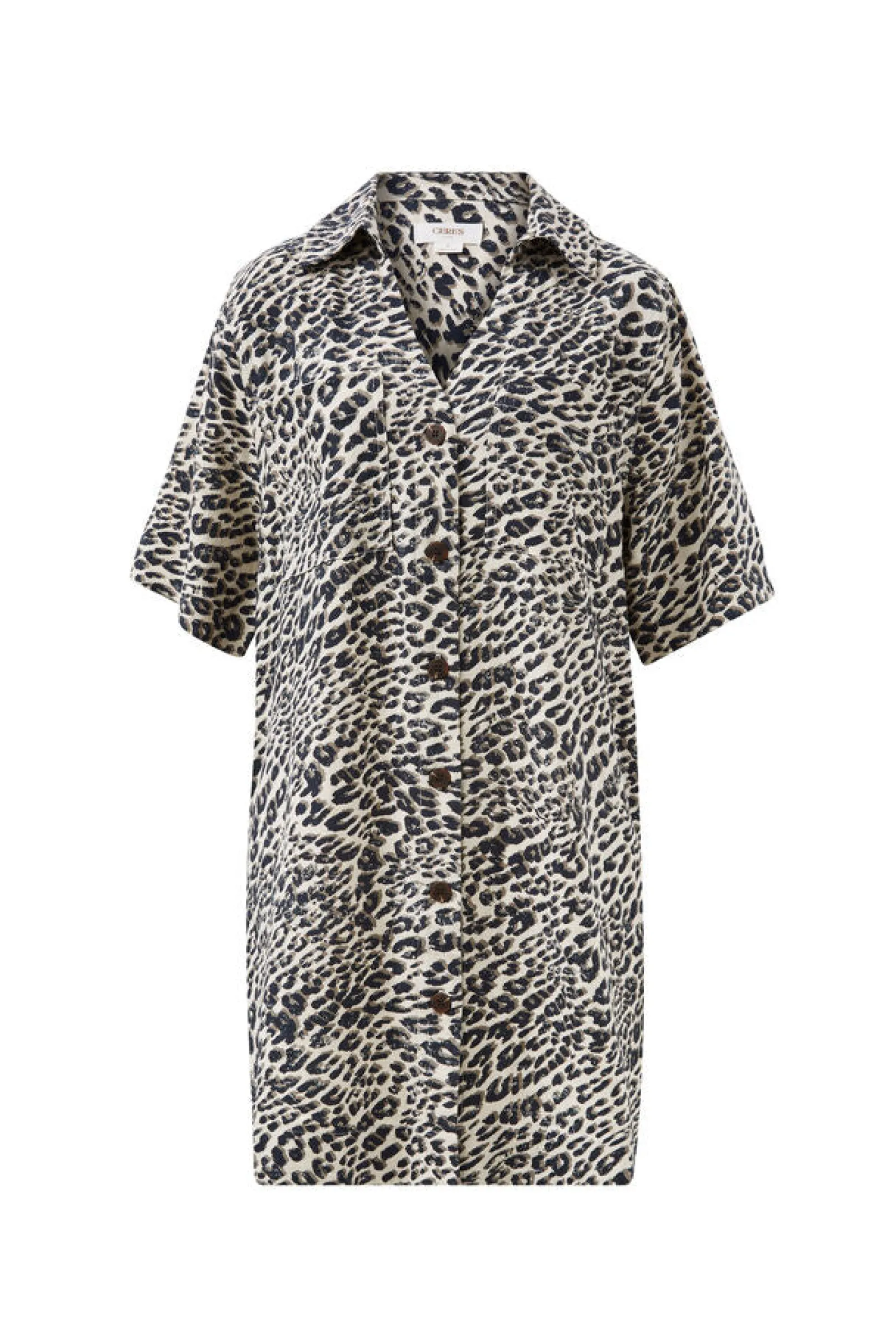 Ceres Life Boxy Shirt Dress - Leopard Linen Blend Hot