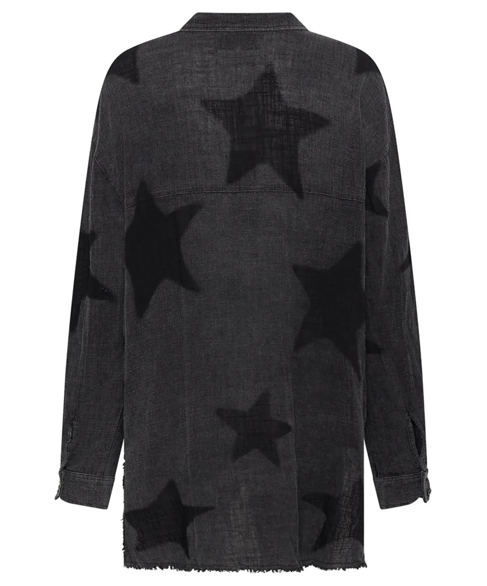 One Teaspoon Black Star Muslin Longline Shirt - Charcoal Outlet