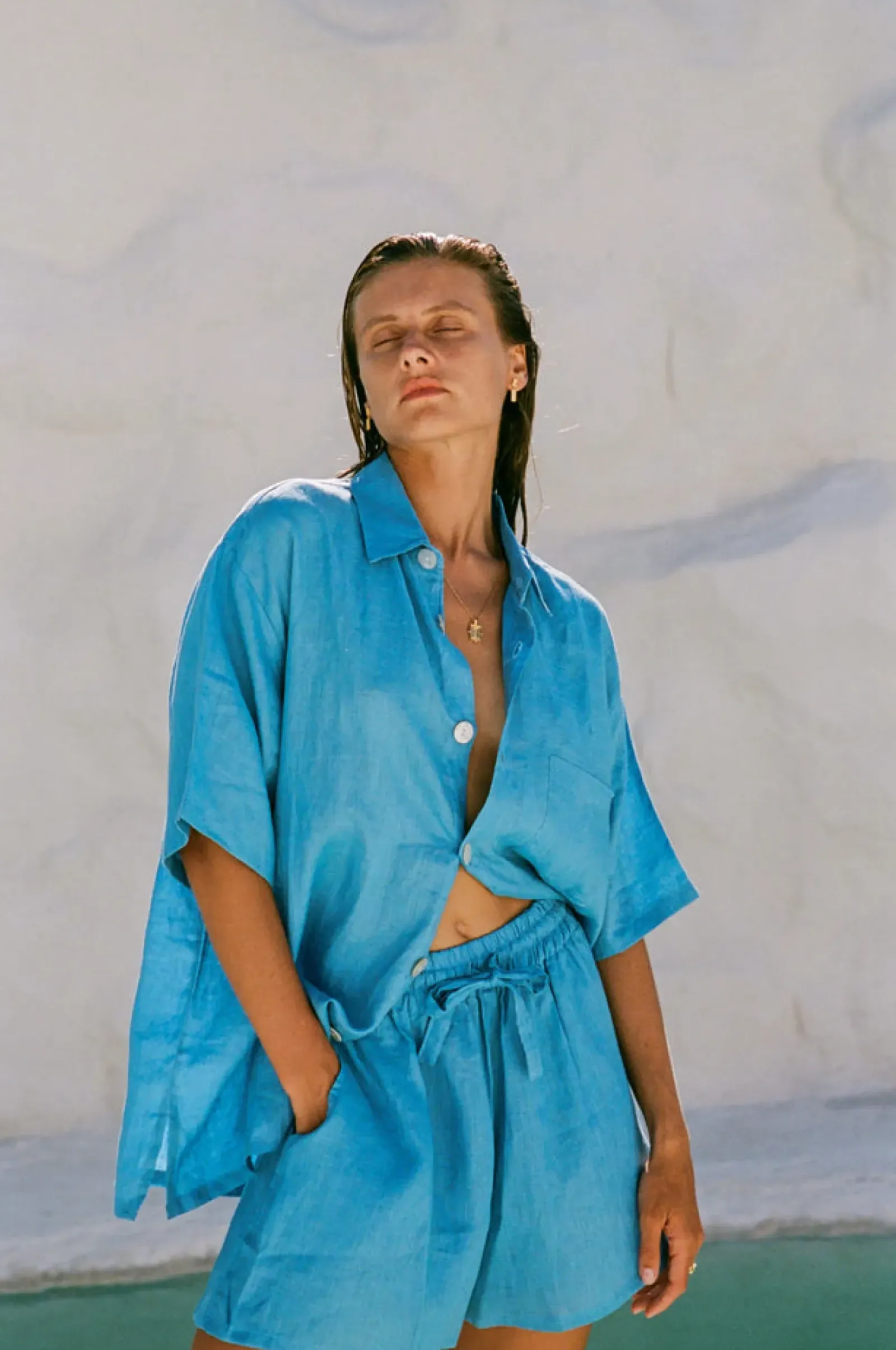 Hobo & Hatch Hobo & Hatch Breeze Shirt - Ocean Sale