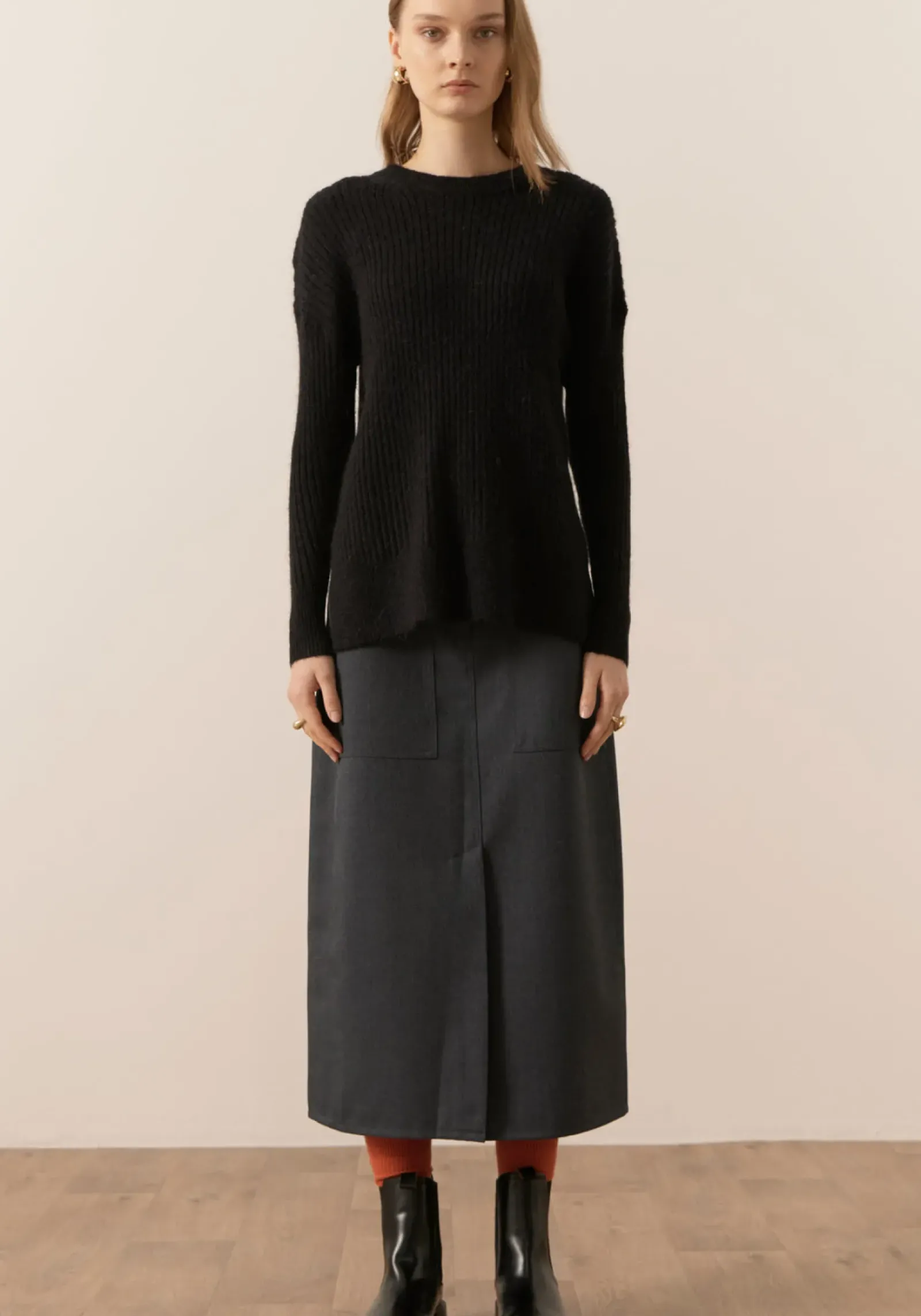 Pol Fitch Ribbed Knit - Black Sale