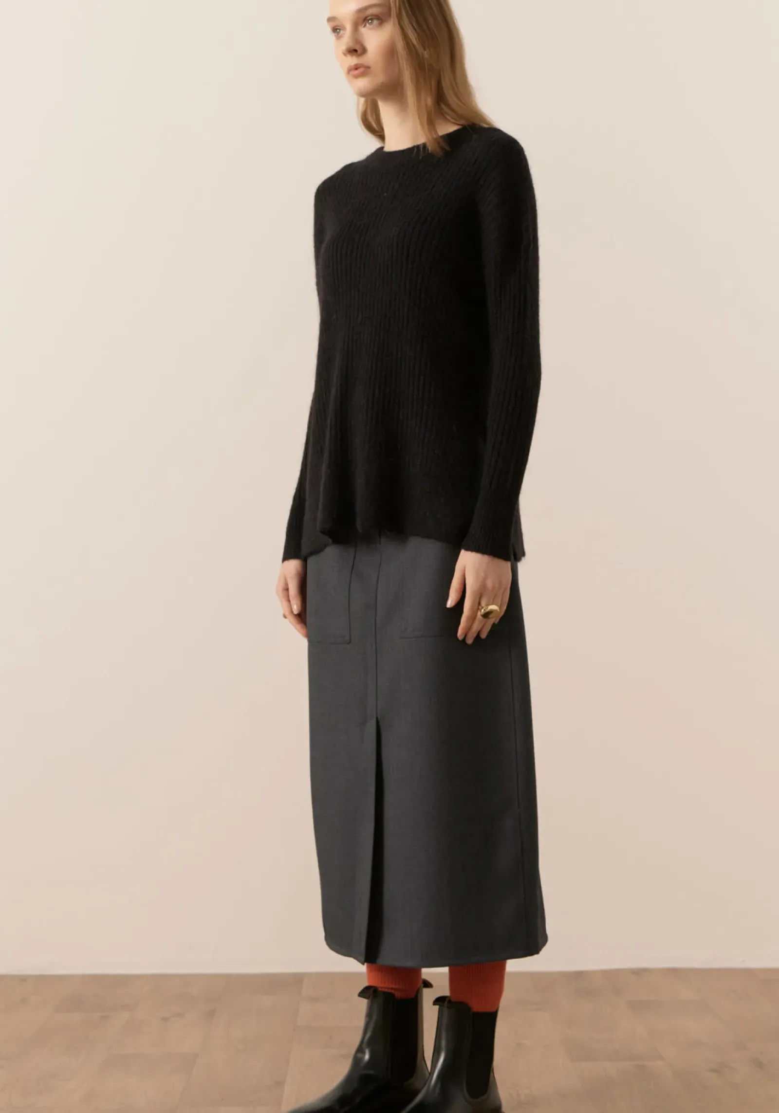 Pol Fitch Ribbed Knit - Black Sale