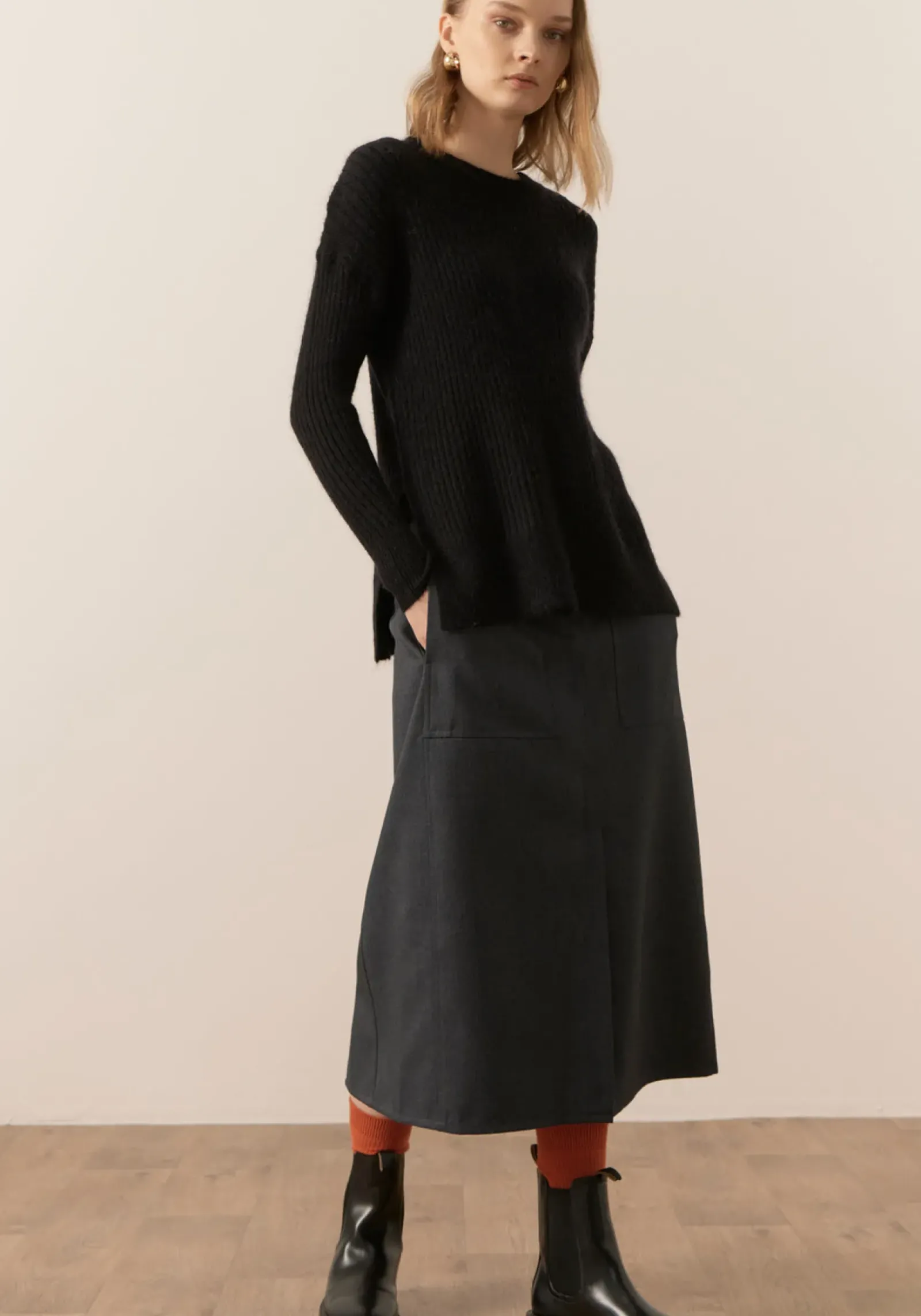 Pol Fitch Ribbed Knit - Black Sale