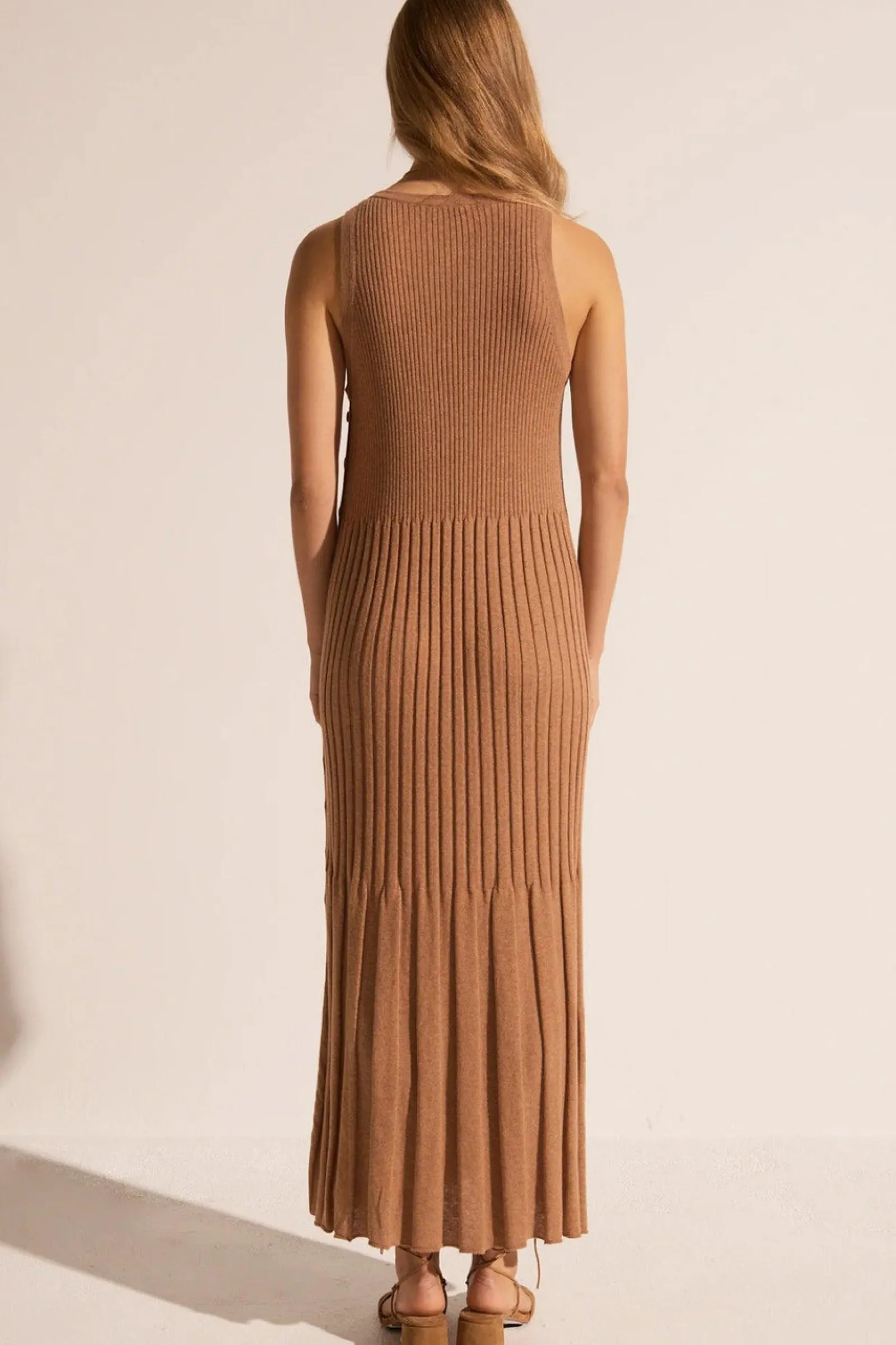 Pol Maui Ribbed Tanbk Dress- Toffee Discount