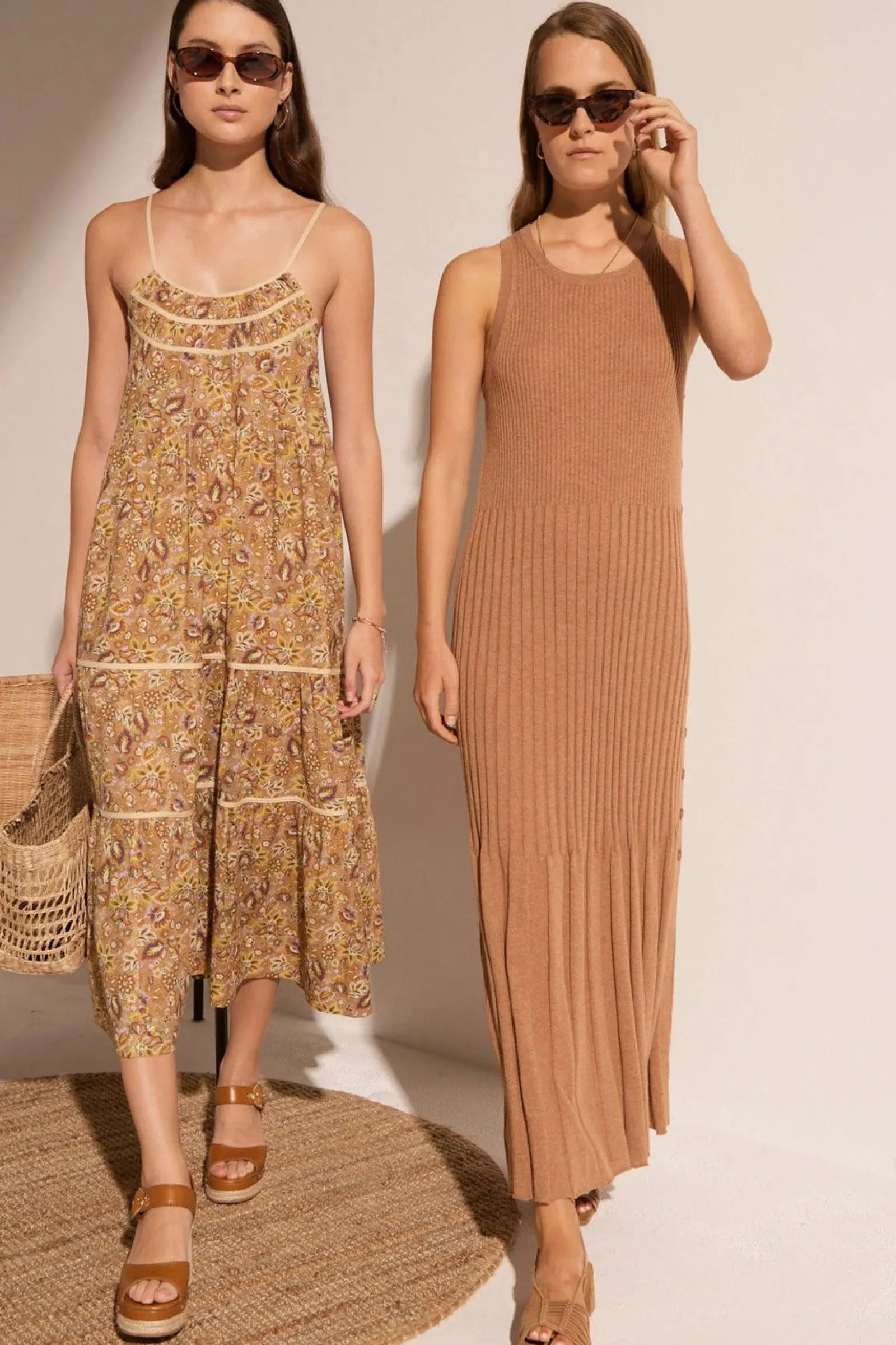 Pol Maui Ribbed Tanbk Dress- Toffee Discount