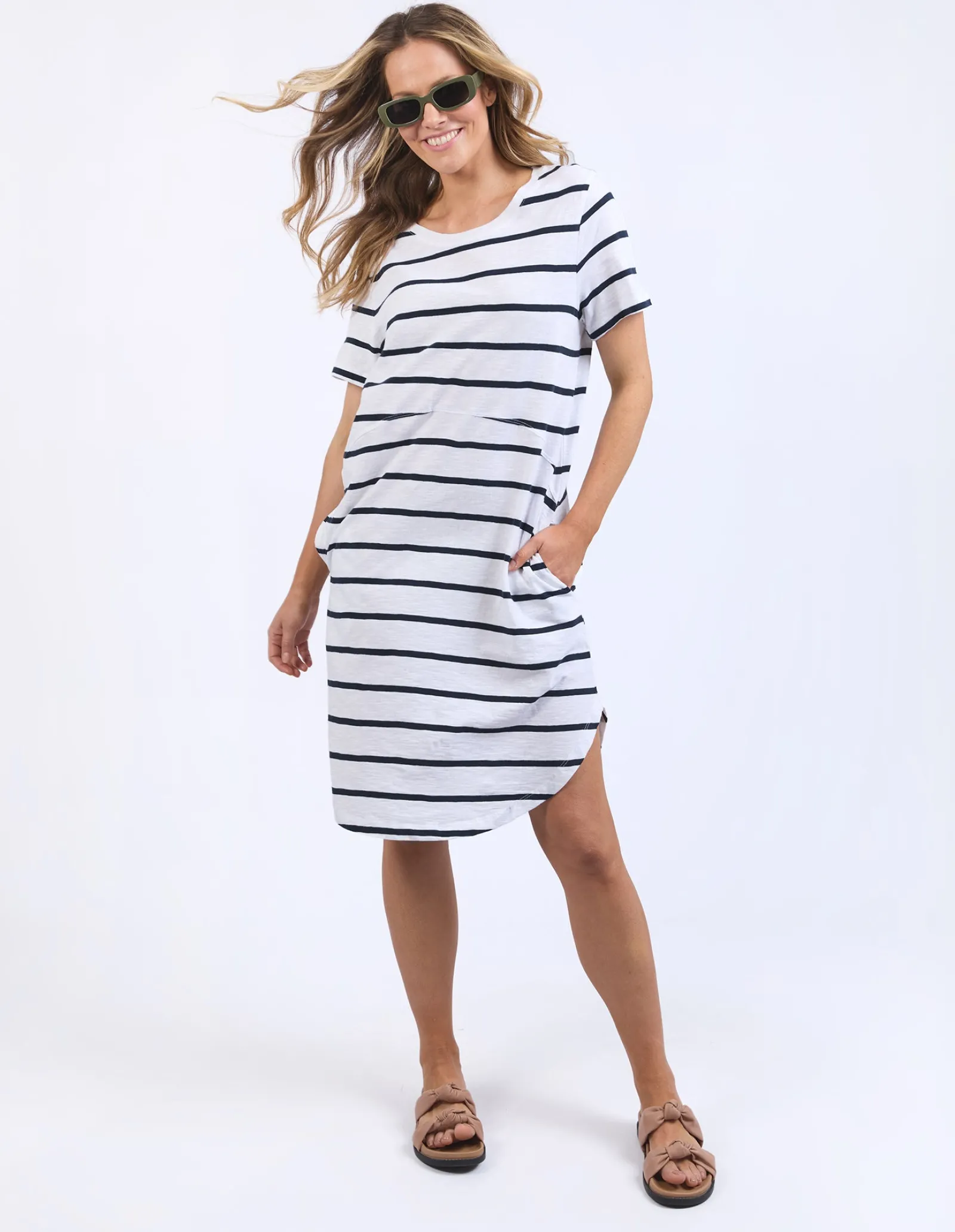 Foxwood Bay Stripe Dress - Navy Online