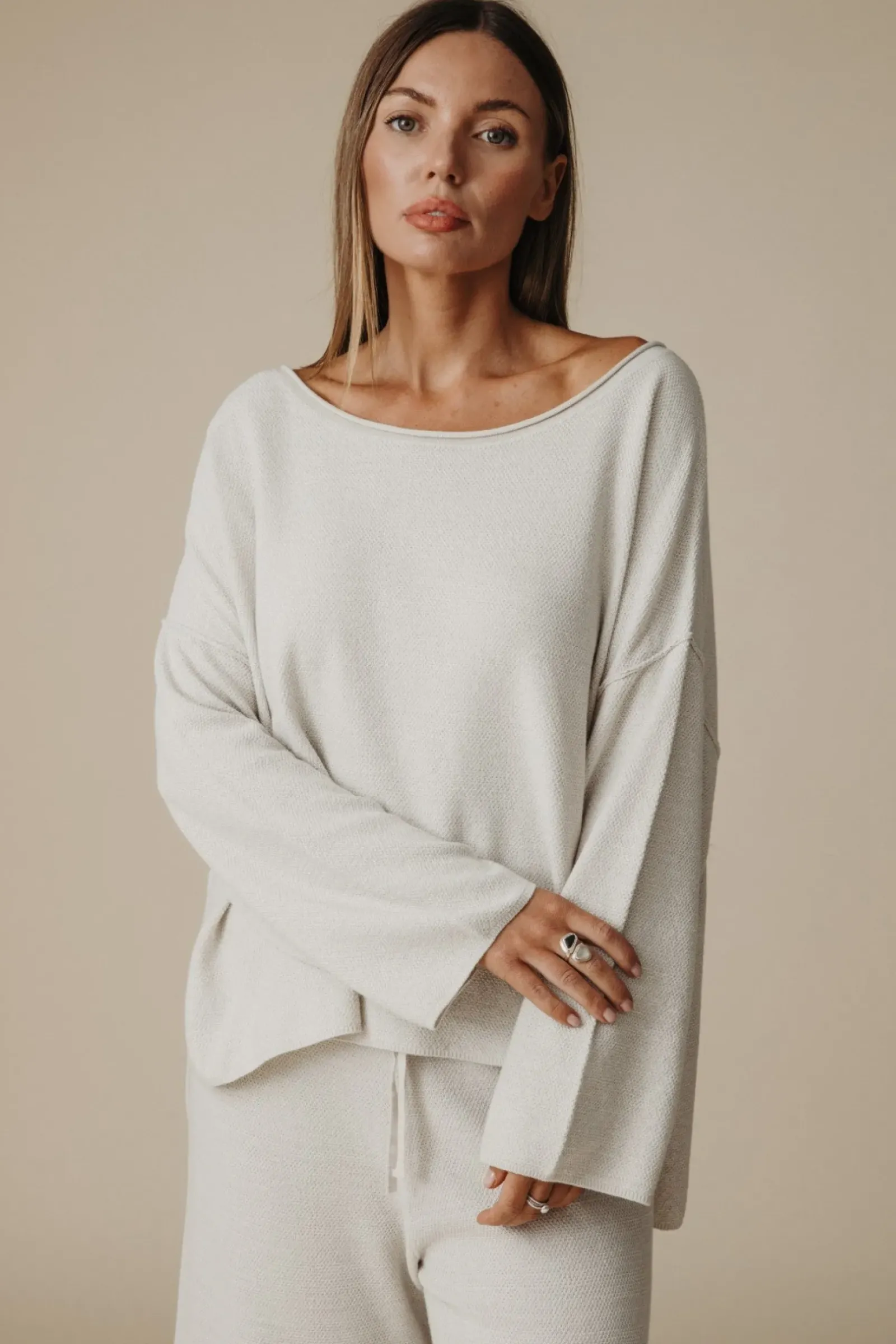 Talamaya Retreat Cotton Twist Pullover - Silver & Salt Hot