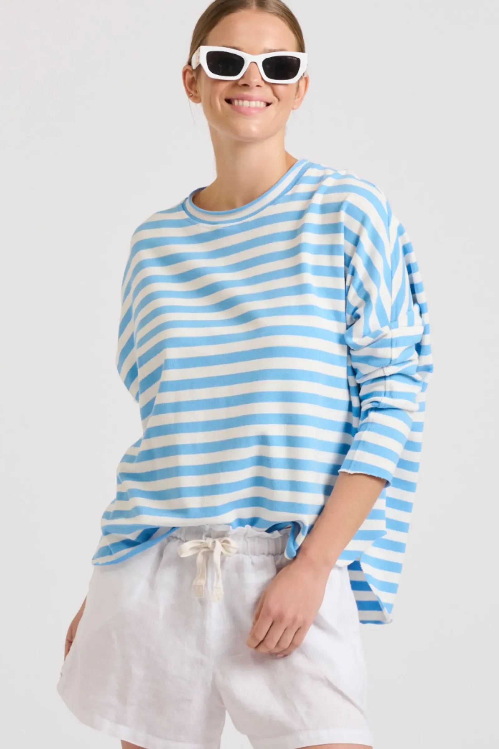 Est1971 Est 1971 Raw Summer Sweatshirt - Blue/White Stripe Discount