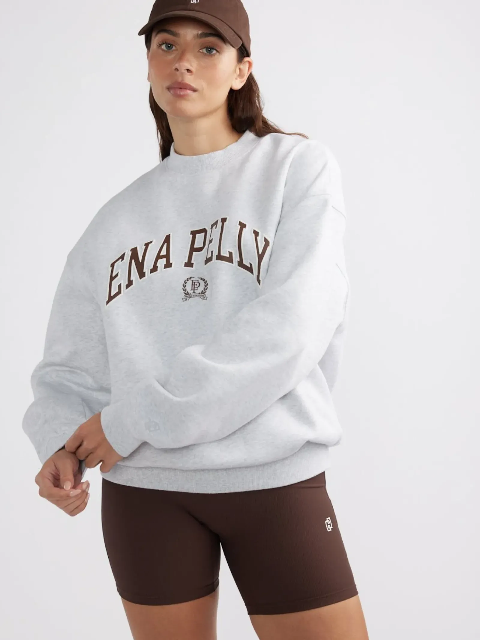 Ena Pelly Classic Collegiate Sweatshirt - White Marle Clearance