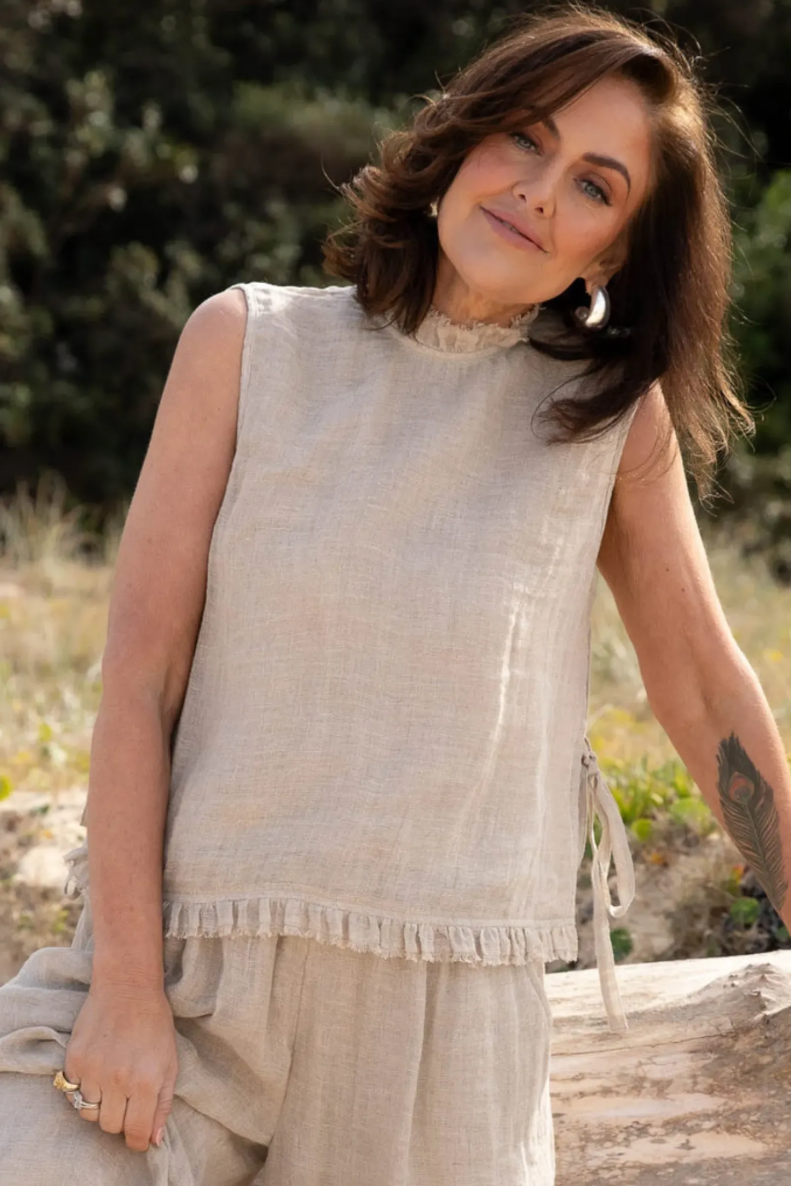 Eadie Lifestyle Eadie Nadia Linen Top - Natural Hot