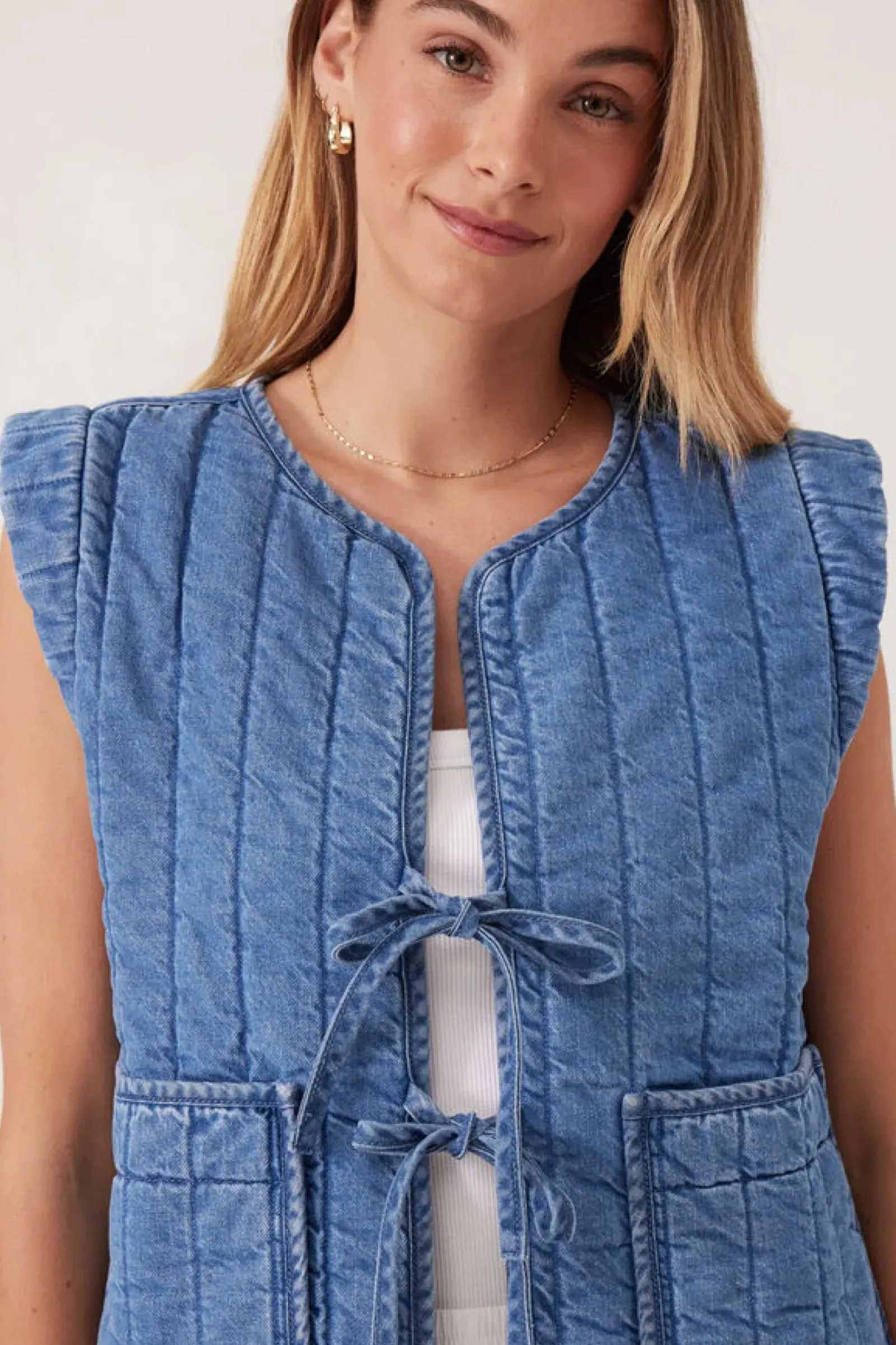 Ceres Life Tie Quilted Vest - Worn Blue Outlet