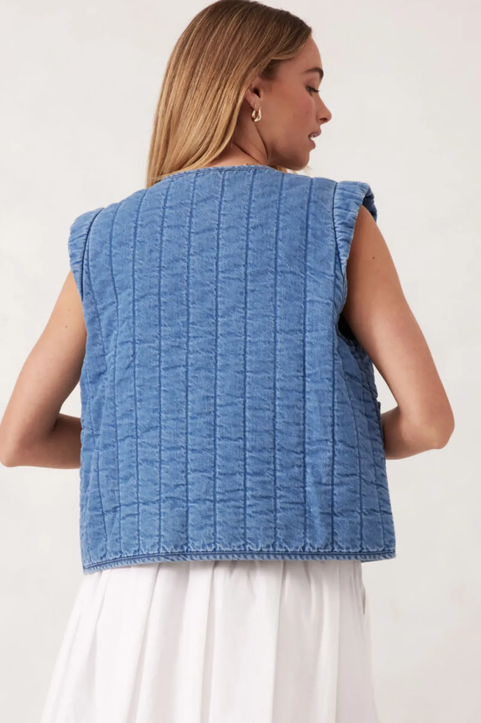 Ceres Life Tie Quilted Vest - Worn Blue Outlet
