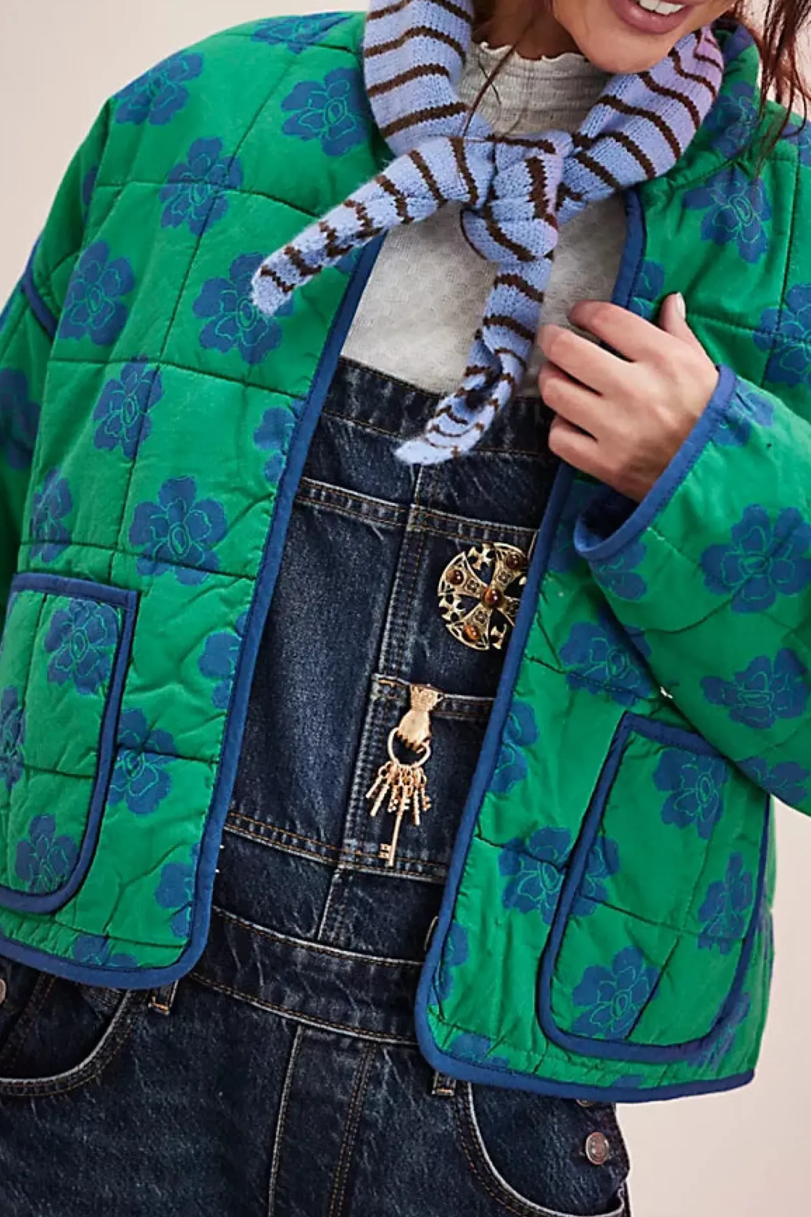 Free People Chloe Jacket - Grass Combo Fashion