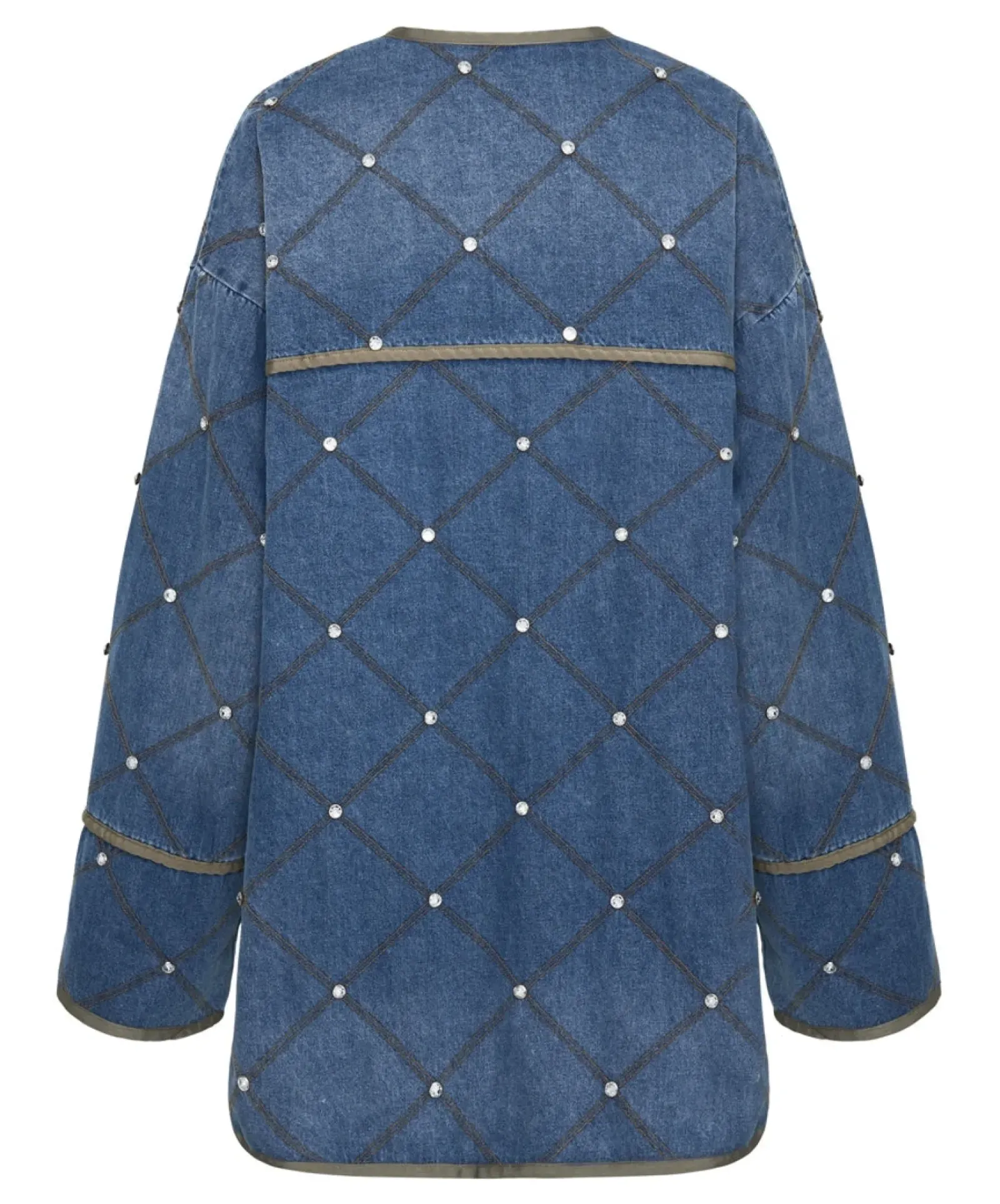 One Teaspoon Bay Blue Quilted Crystal Studded Jacket Best