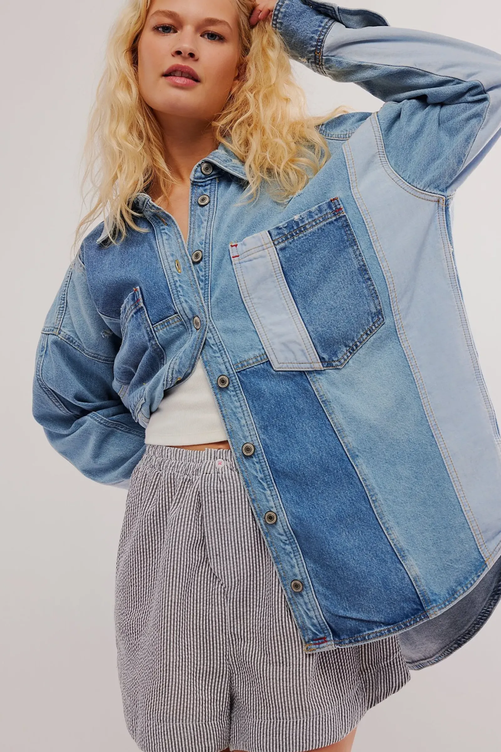 Free People Mountain Roads Shirt - Indigo Mixed Discount