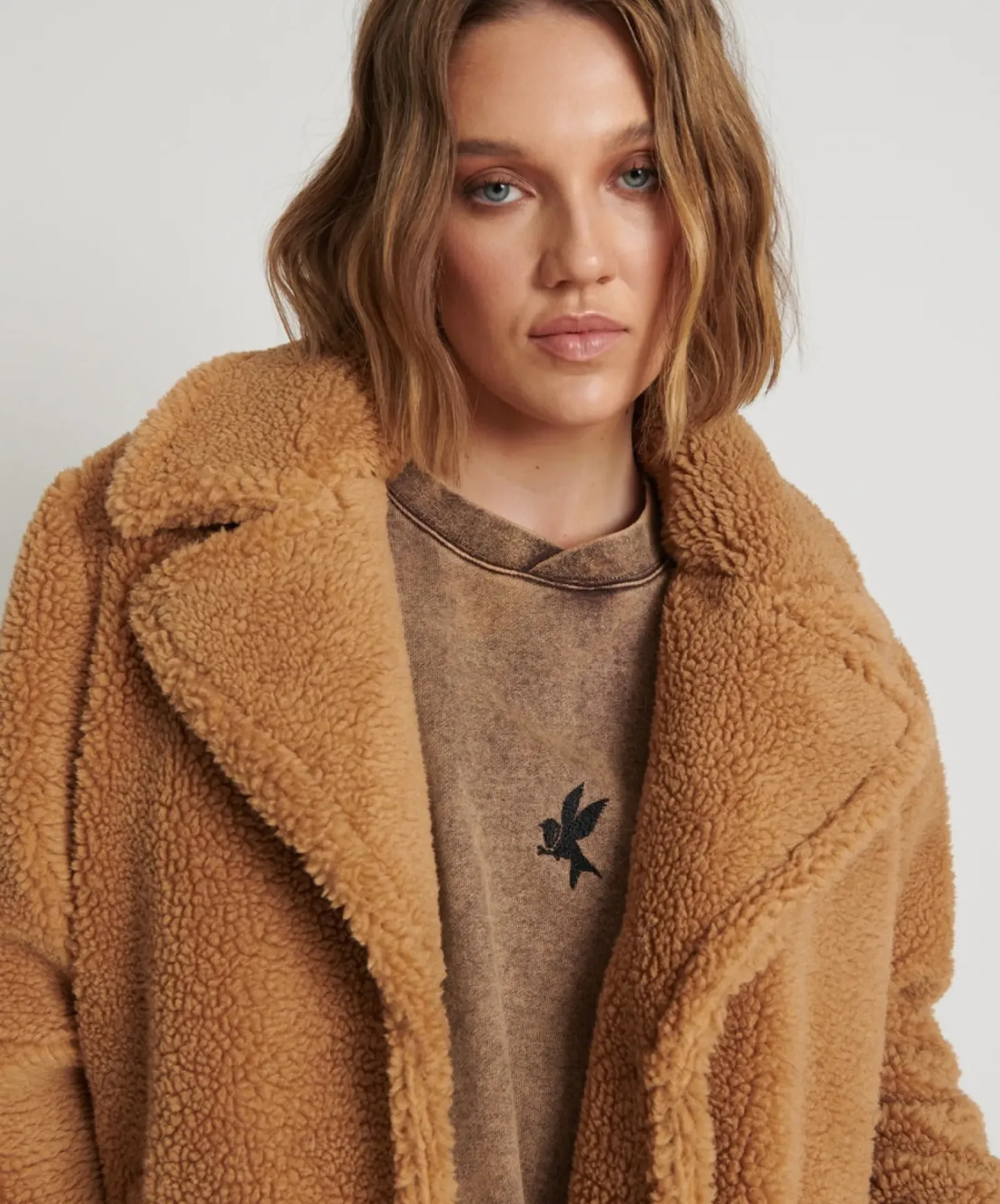 One Teaspoon Tan Teddy Coat Clearance