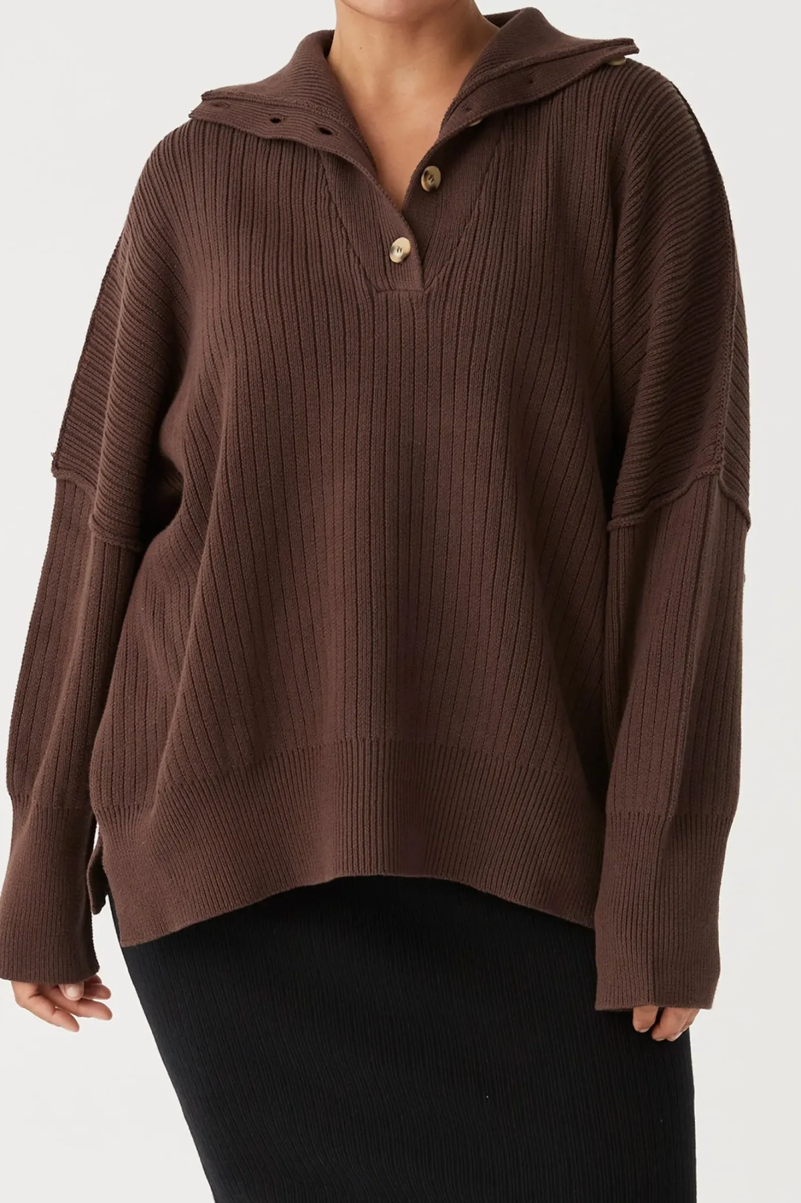 ARCAA Margo Button Up Sweater - Chocolate Clearance