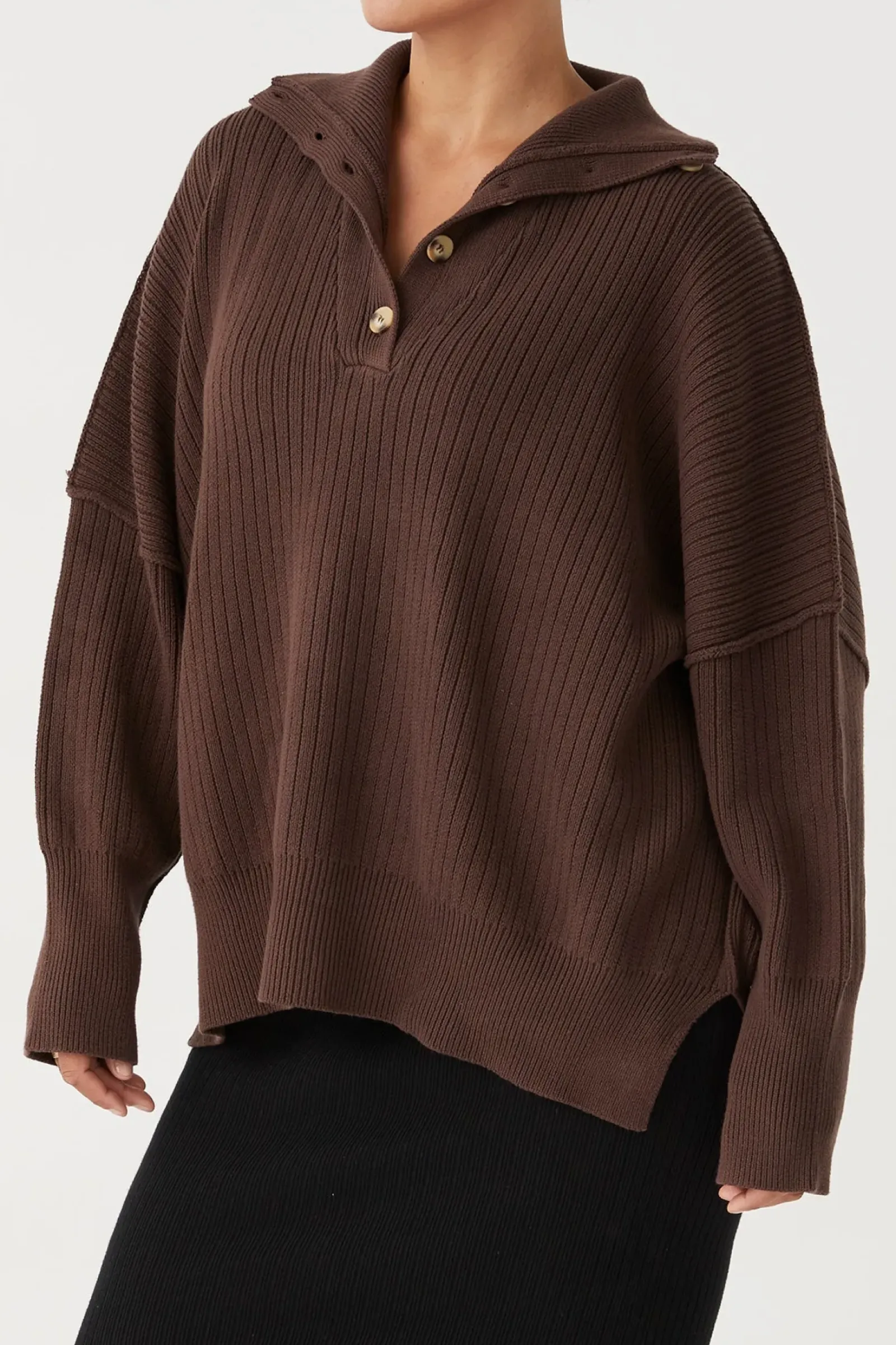 ARCAA Margo Button Up Sweater - Chocolate Clearance