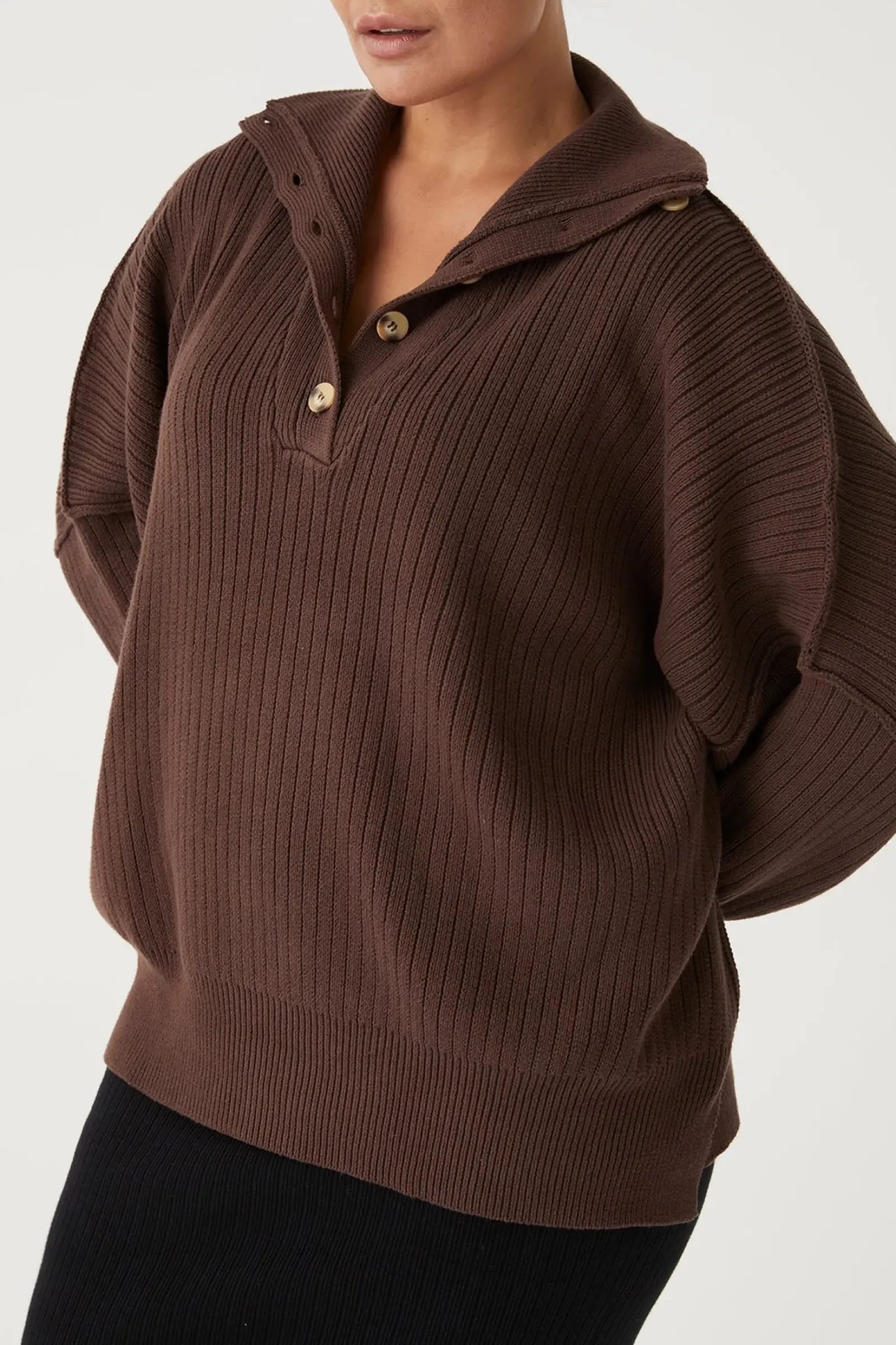 ARCAA Margo Button Up Sweater - Chocolate Clearance