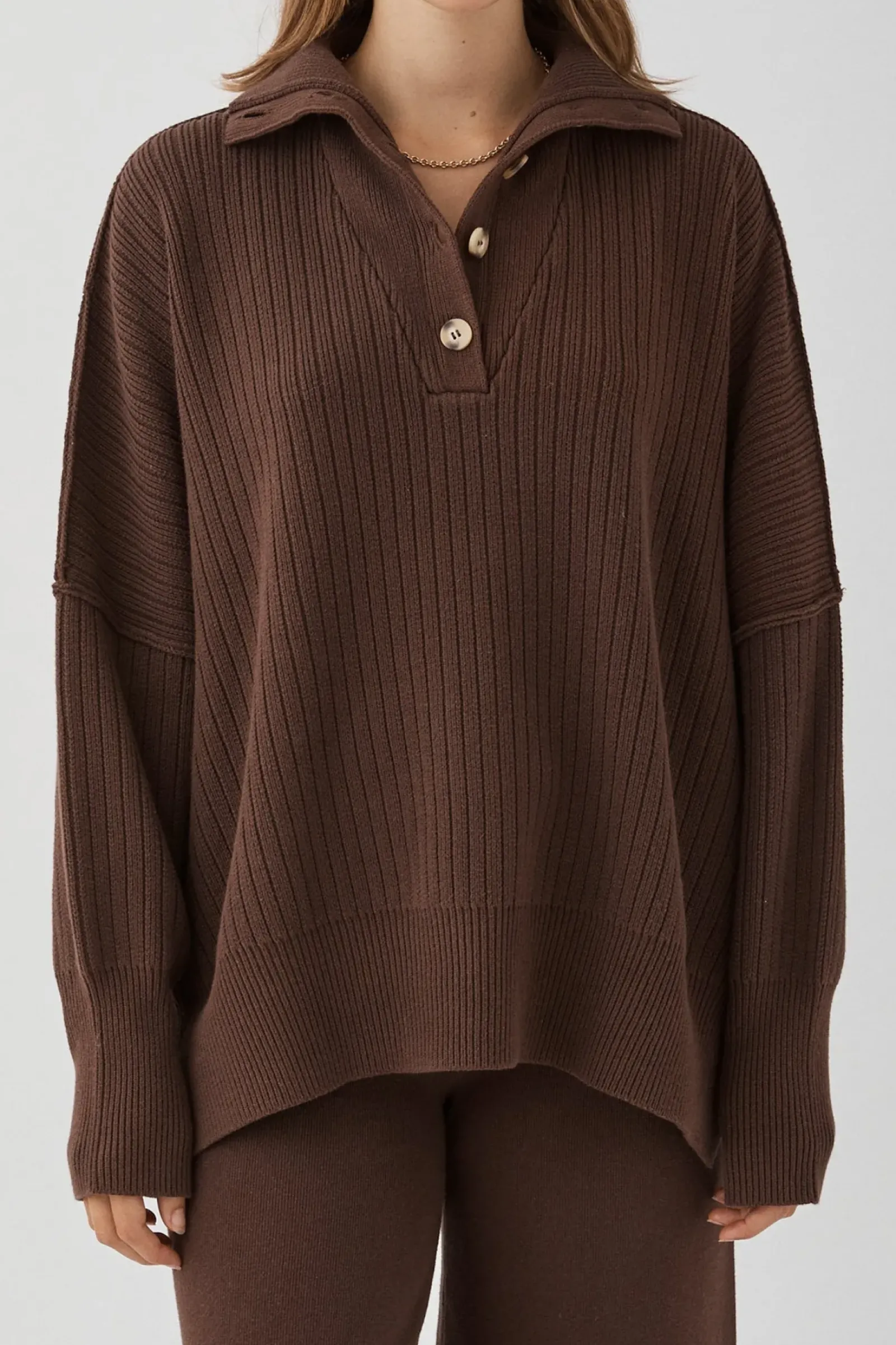 ARCAA Margo Button Up Sweater - Chocolate Clearance