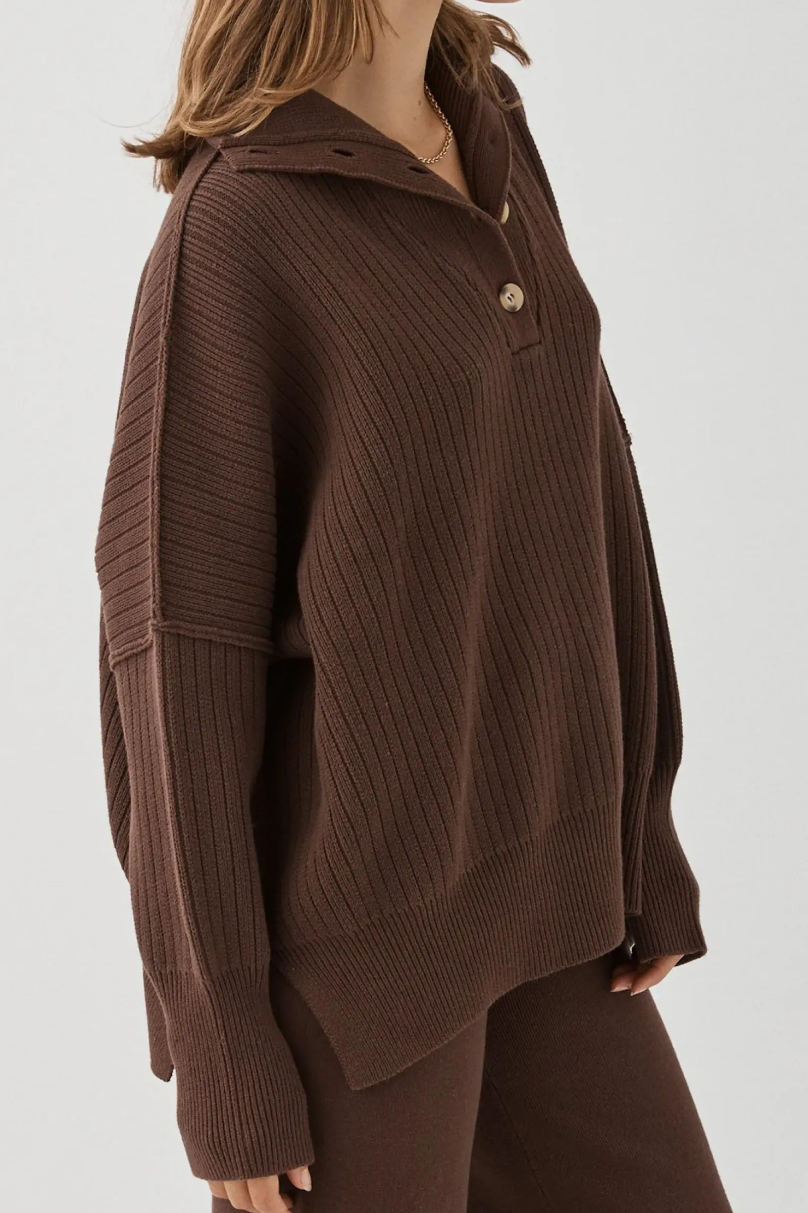 ARCAA Margo Button Up Sweater - Chocolate Clearance