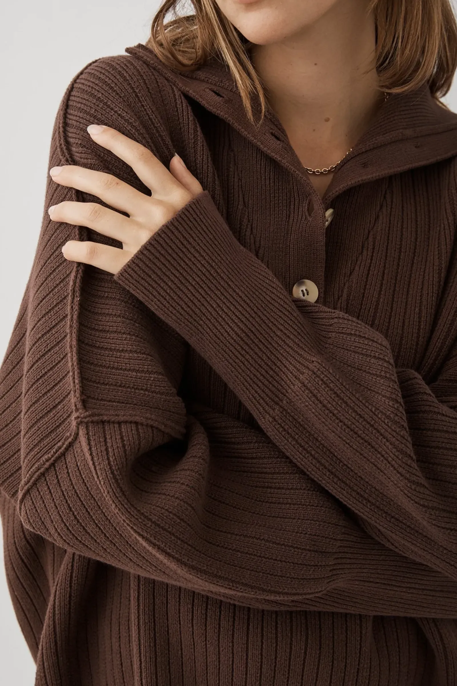 ARCAA Margo Button Up Sweater - Chocolate Clearance