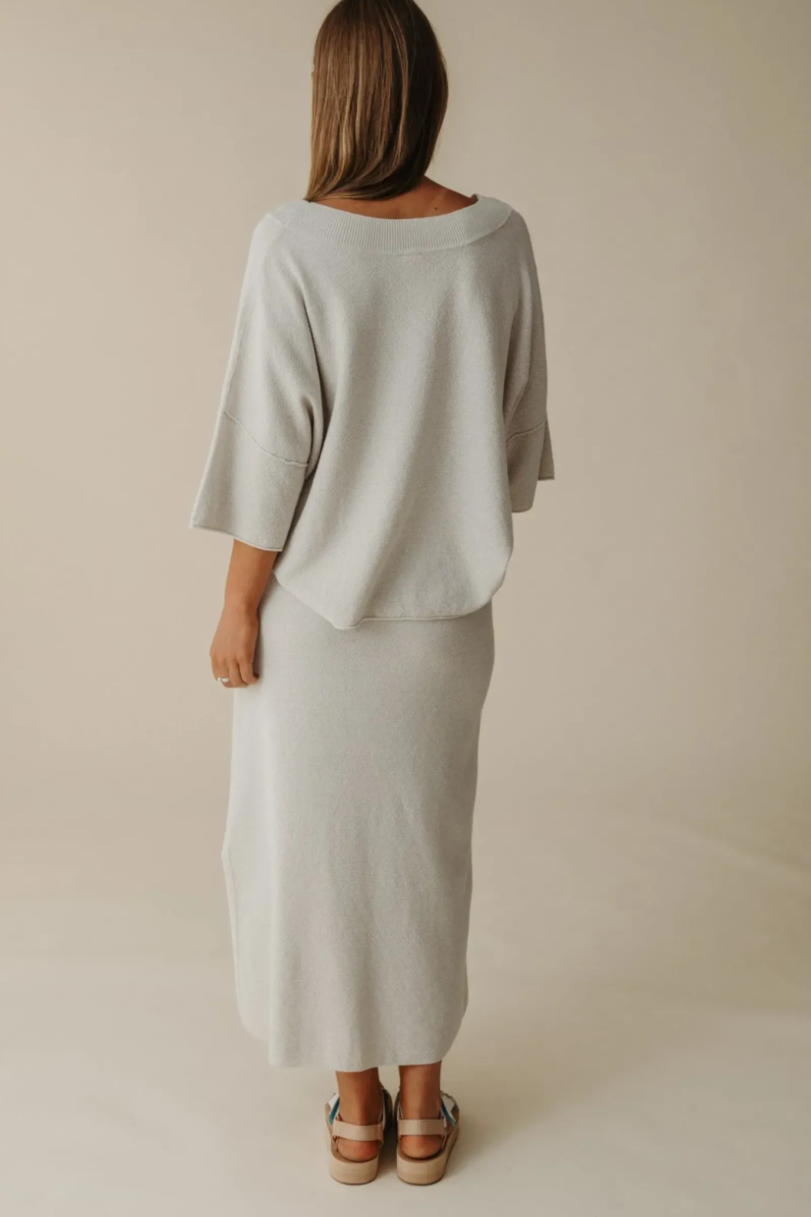 Talamaya Retreat Cotton Twist Tee Pullover - Silver & Salt Clearance