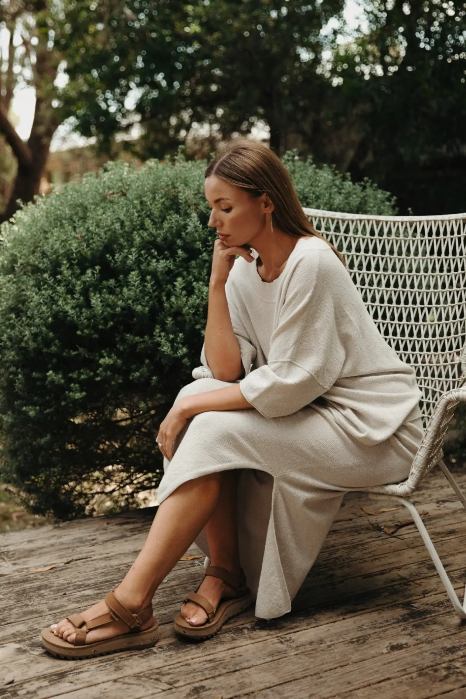 Talamaya Retreat Cotton Twist Tee Pullover - Silver & Salt Clearance